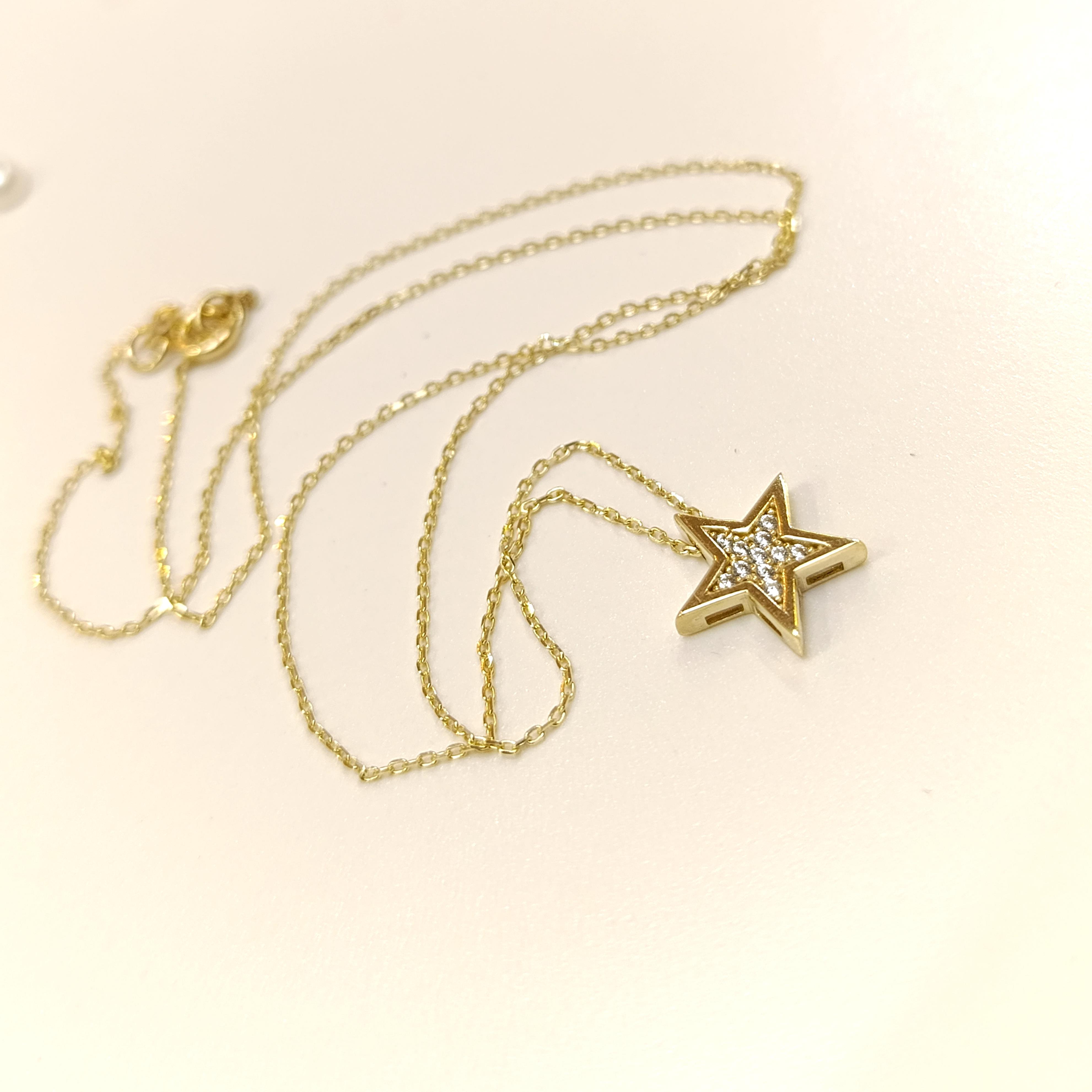 Yıldız Kolye 14 Ayar Altın  HD VİDEOLU