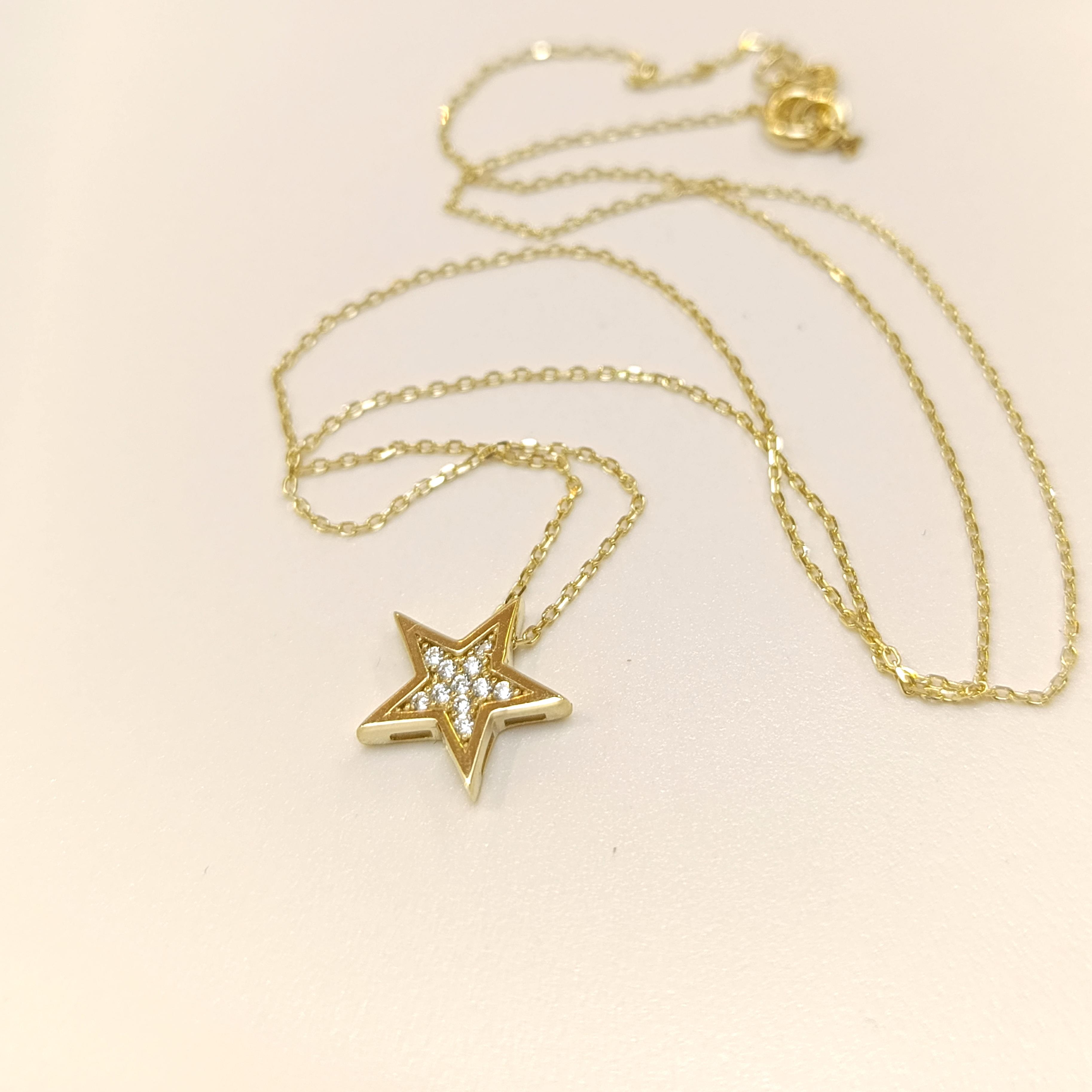 Yıldız Kolye 14 Ayar Altın  HD VİDEOLU