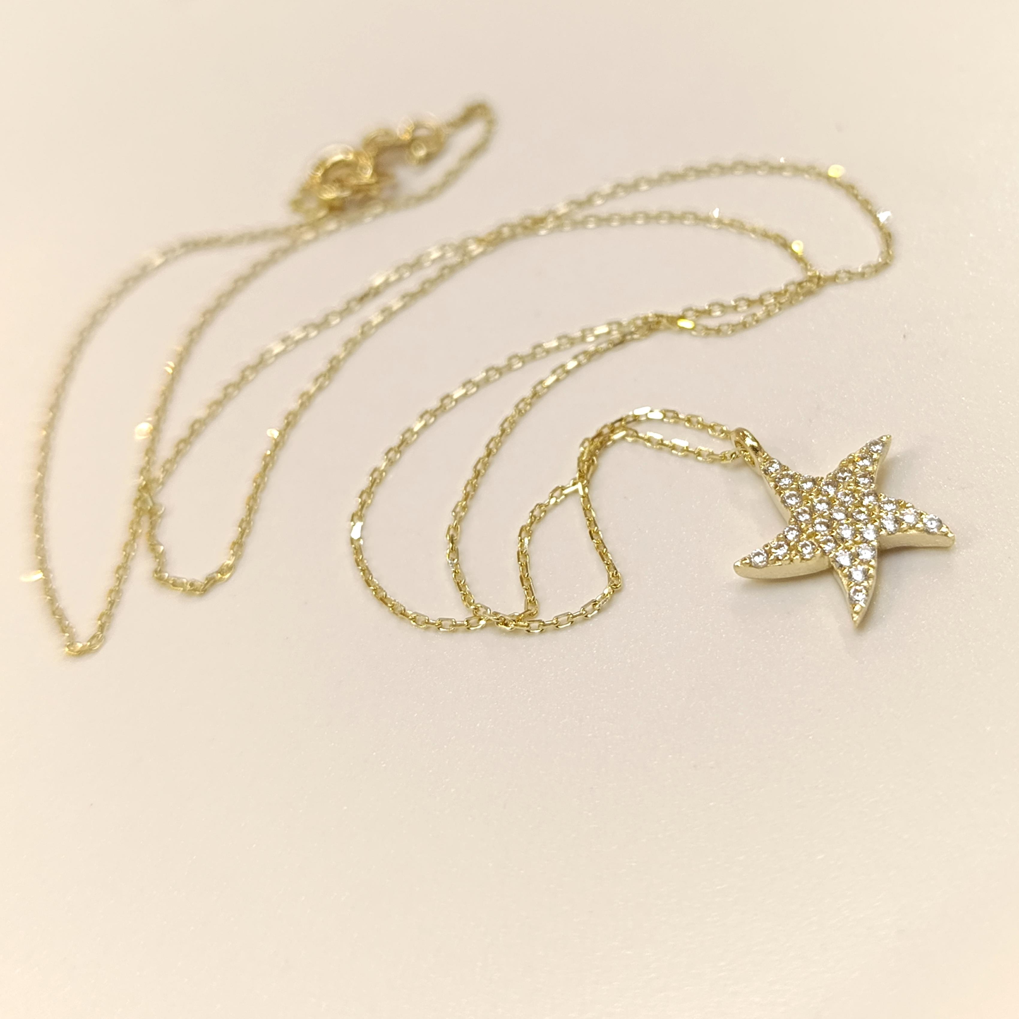 Yıldız Kolye 14 Ayar Altın  HD VİDEOLU