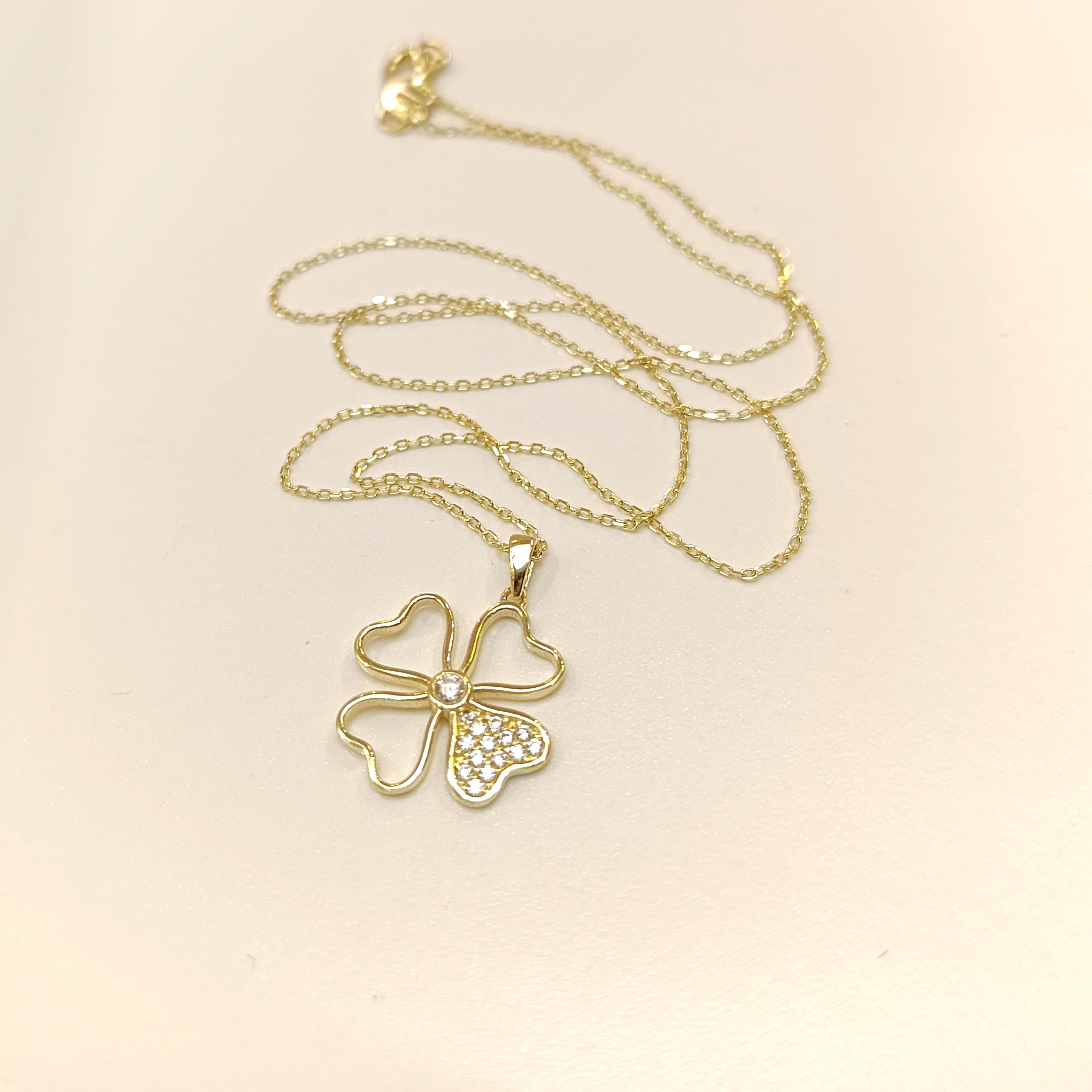 Yonca Kolye 14 Ayar Altın  HD VİDEOLU