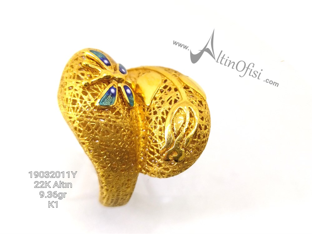 Yusufçuk ve Lale Figürlü Yüzük 22 Ayar Altın