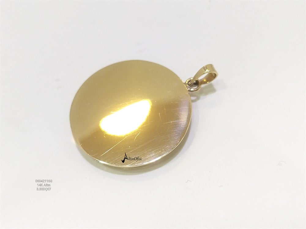 Yuvarlak Levha Kolye Ucu 14 Ayar Altın