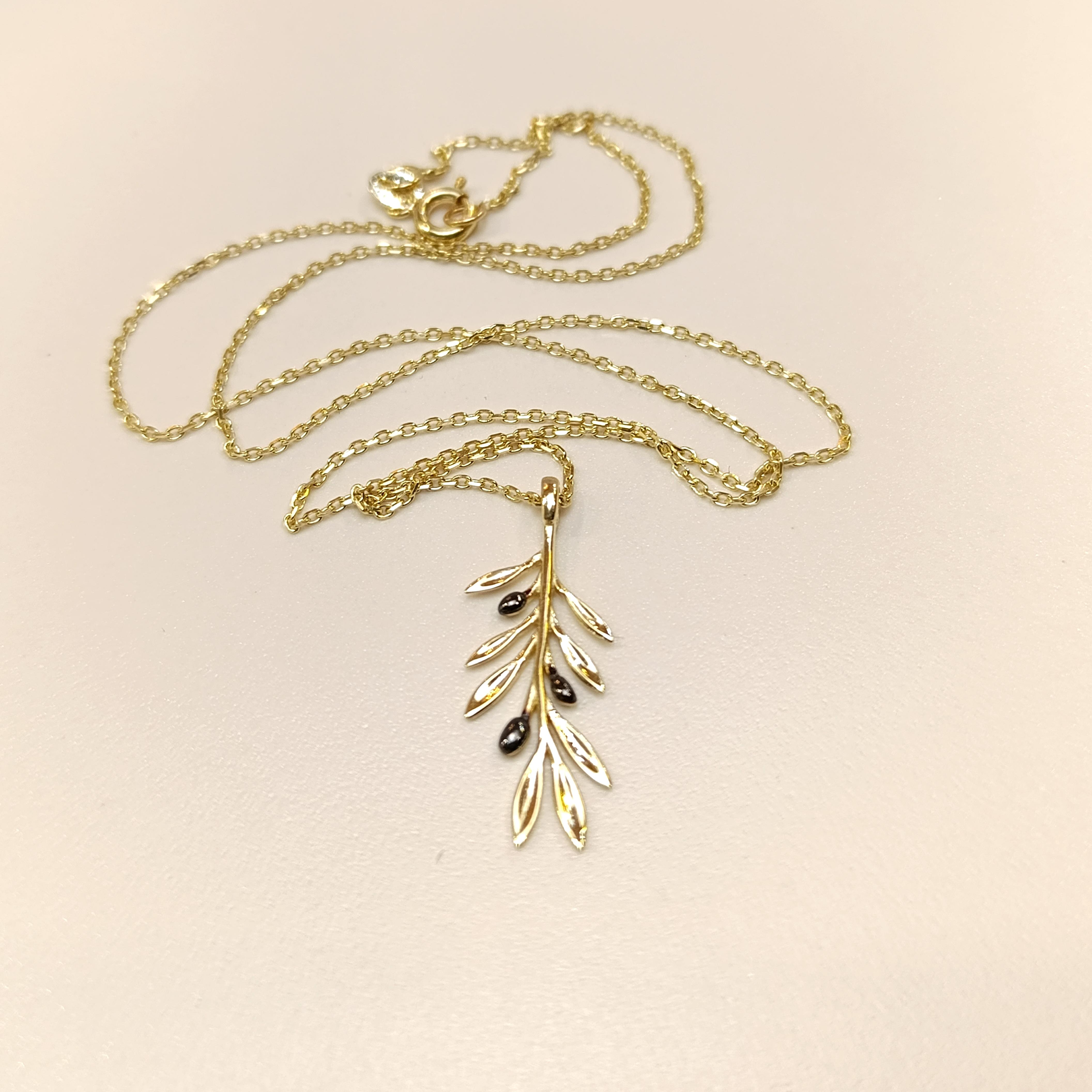 Zeytin Dalı Kolye 14 Ayar Altın  HD VİDEOLU