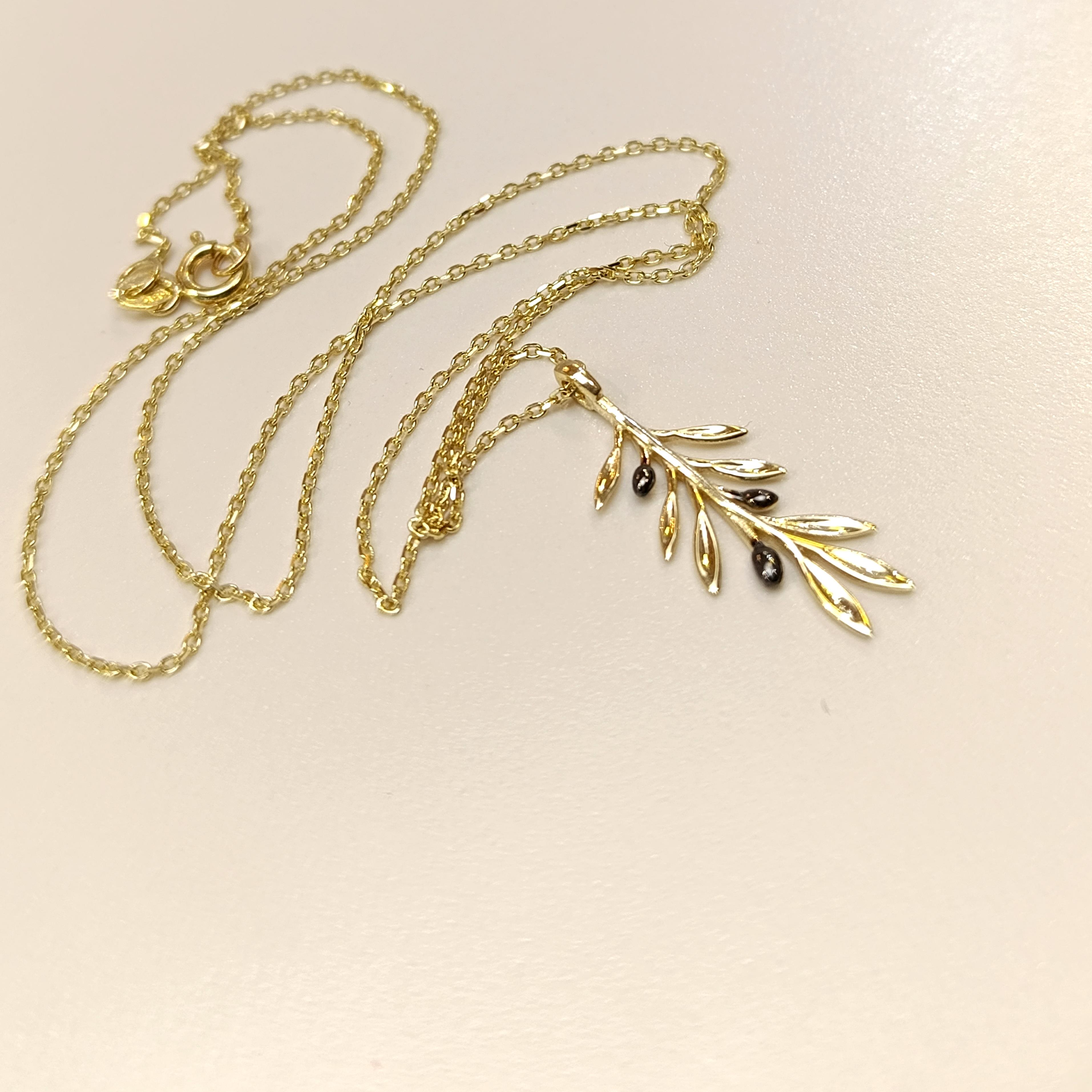 Zeytin Dalı Kolye 14 Ayar Altın  HD VİDEOLU