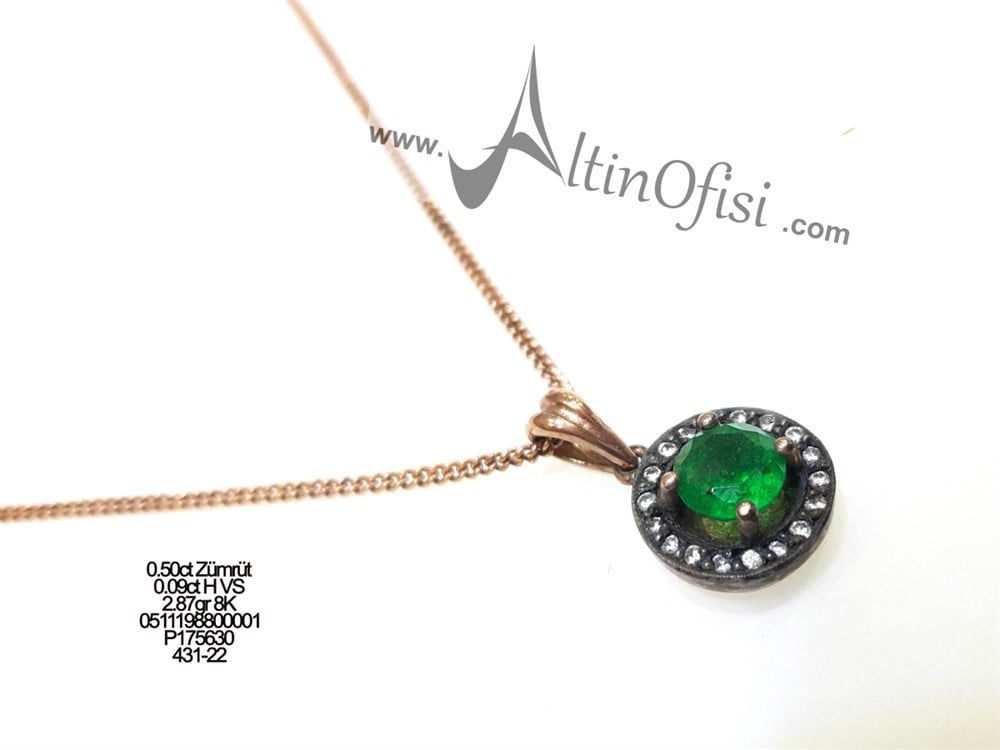 Zümrüt ve Elmas Taşlı Kolye