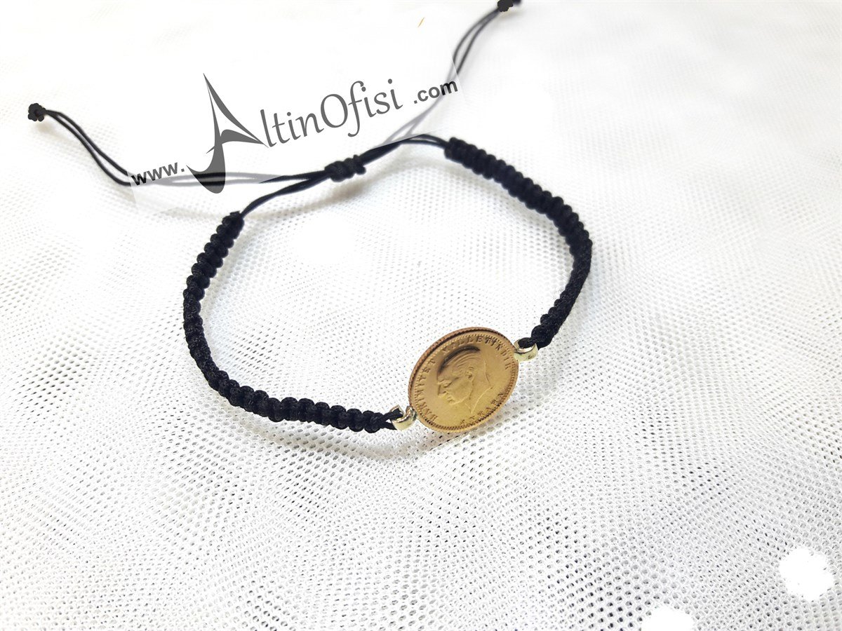 İpli Ata Çeyrek Bileklik SİYAH 22 Ayar altın