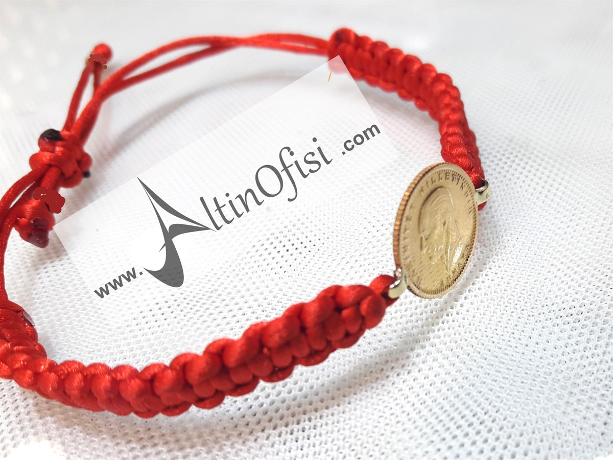 İpli Ata Çeyrek Bileklik KIRMIZI 22 Ayar altın