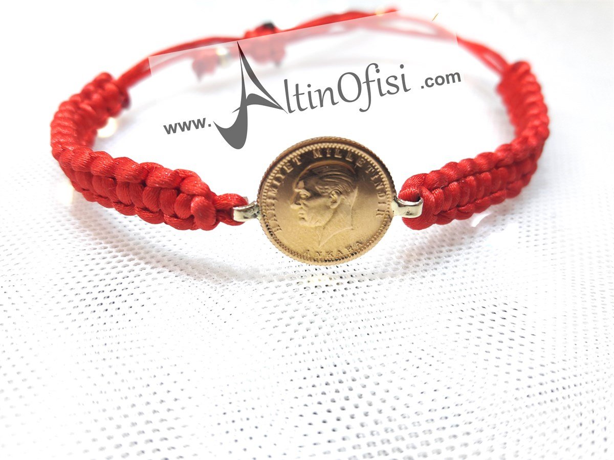 İpli Ata Çeyrek Bileklik KIRMIZI 22 Ayar altın