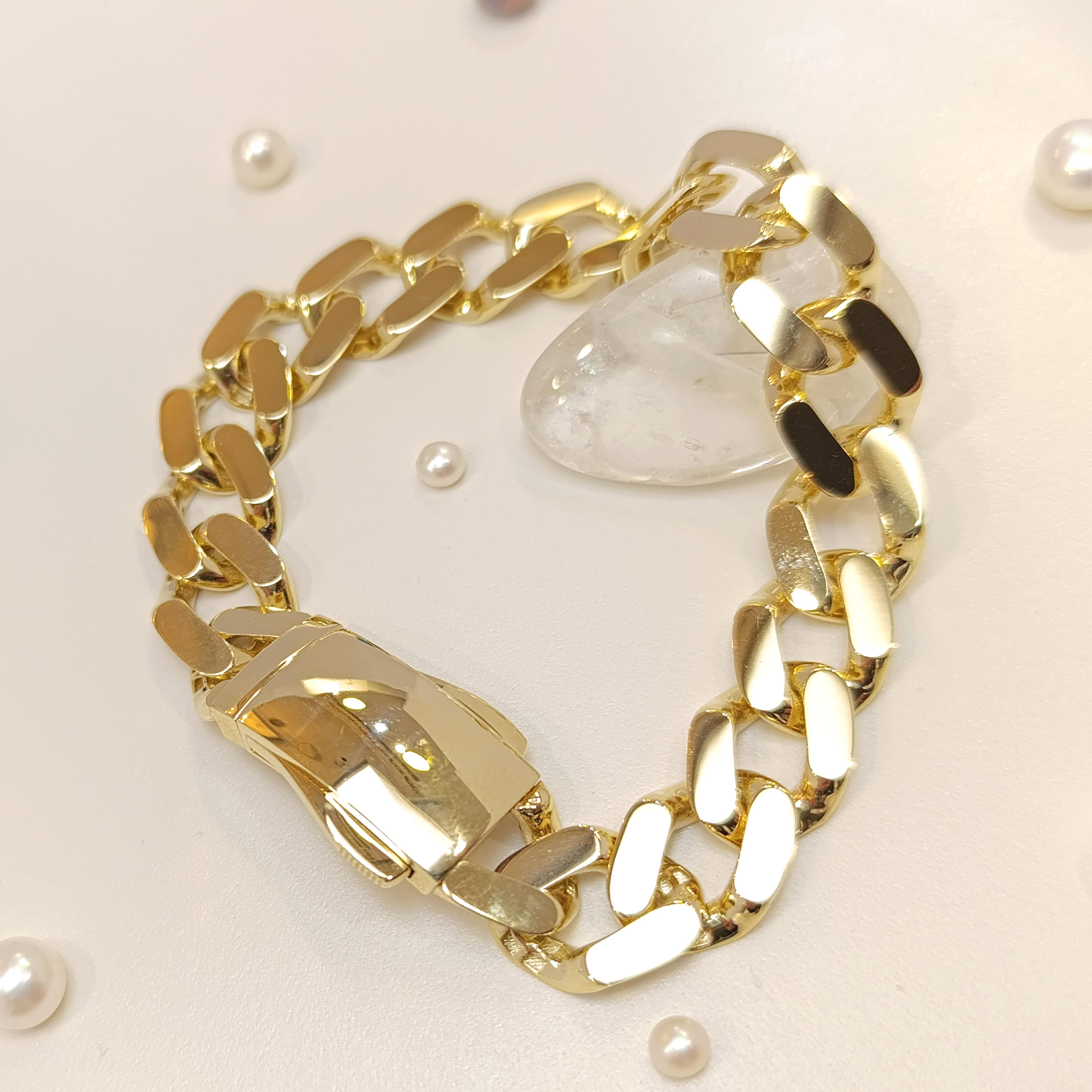 12.5mm Gurmet Bileklik Künye 14 Ayar Altın HD VİDEOLU