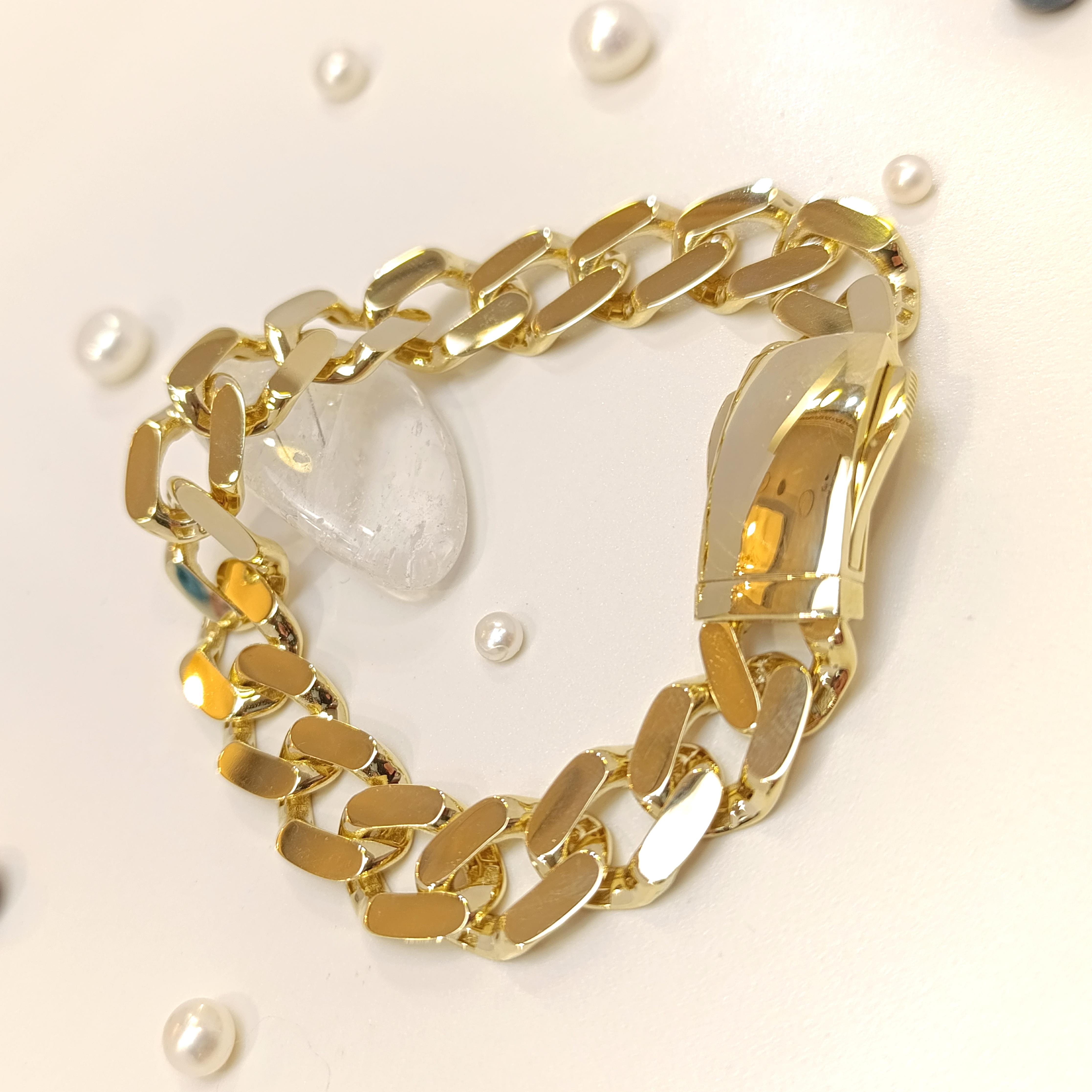 12.5mm Gurmet Bileklik Künye 14 Ayar Altın HD VİDEOLU