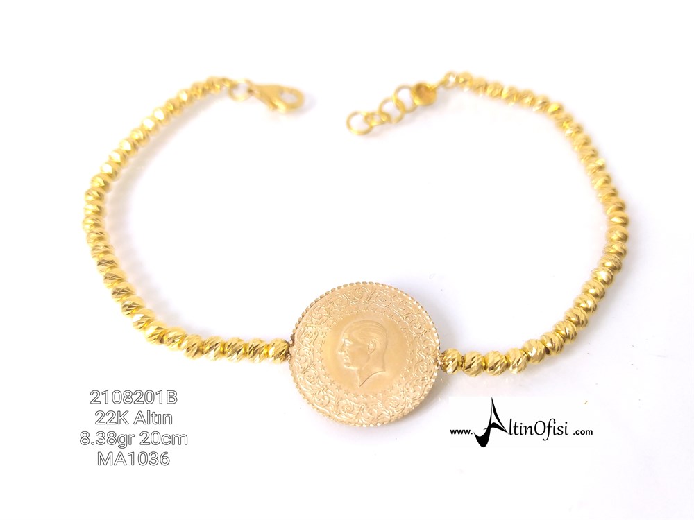 20cm Dorika Toplu Çeyrekli Bileklik 22 ayar Altın 
