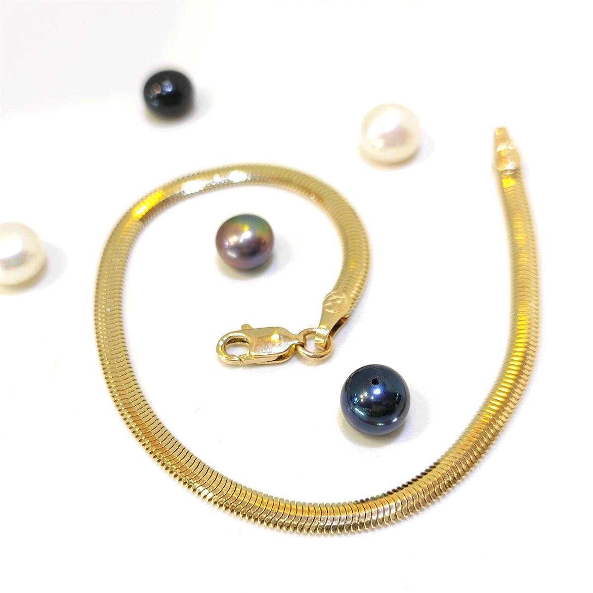 3.4mm Balık Sırtı Zincir Bileklik Künye 14 Ayar Altın HD VİDEOLU