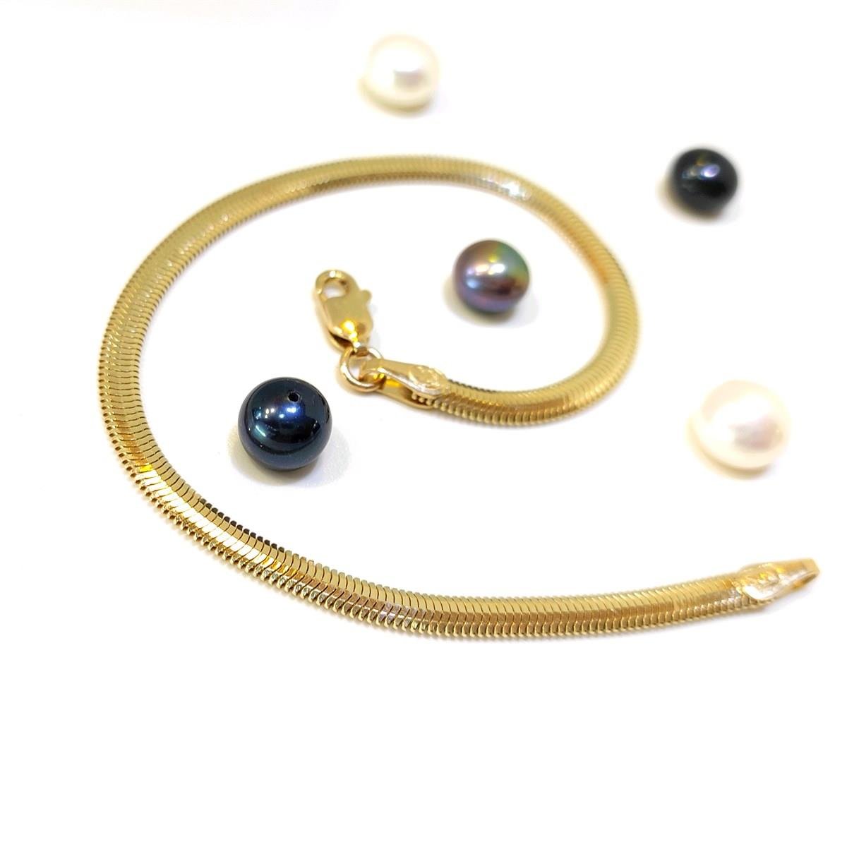 3.4mm Balık Sırtı Zincir Bileklik Künye 14 Ayar Altın HD VİDEOLU