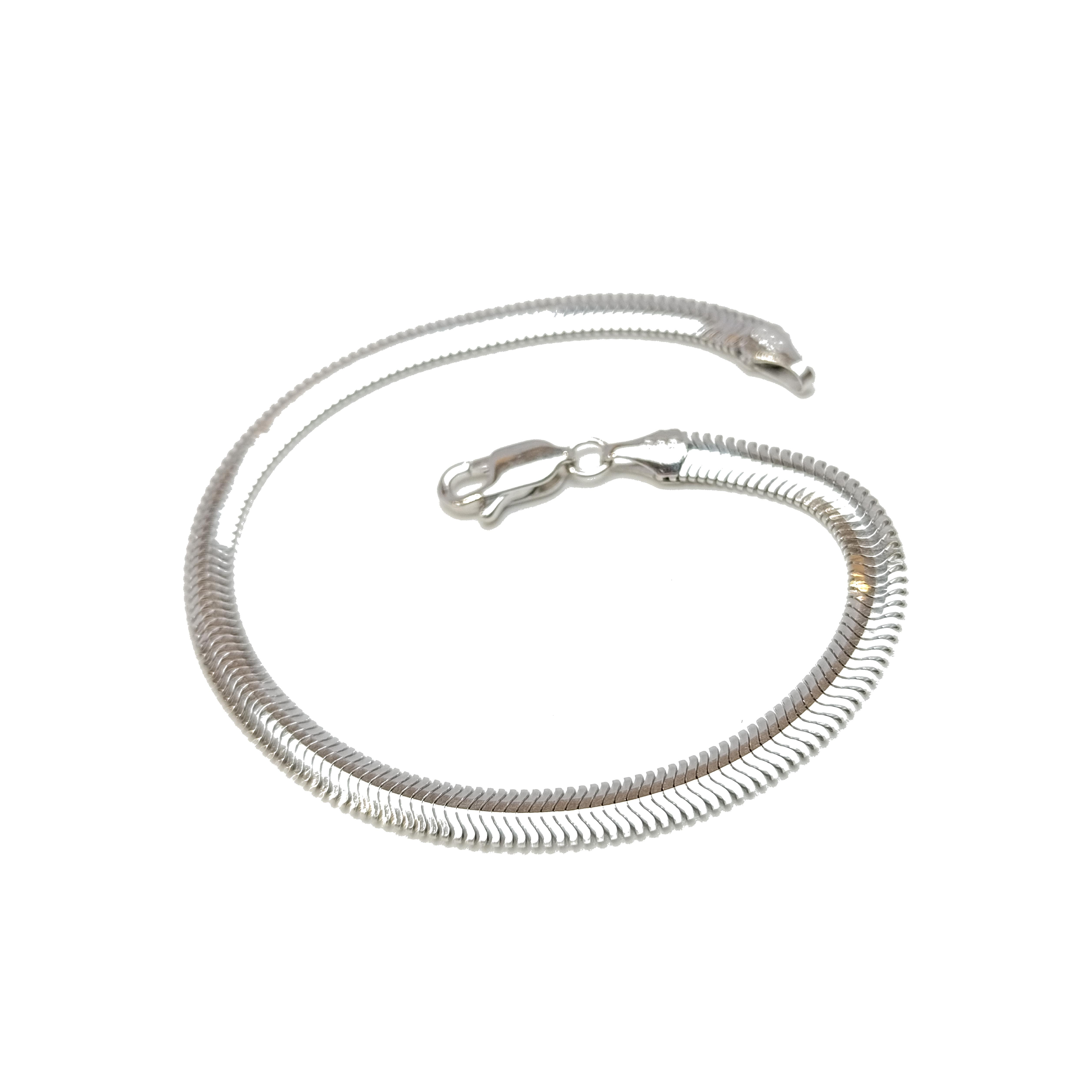 4.3mm Beyaz Balık Sırtı Bileklik Künye 14 Ayar Altın HD VİDEOLU