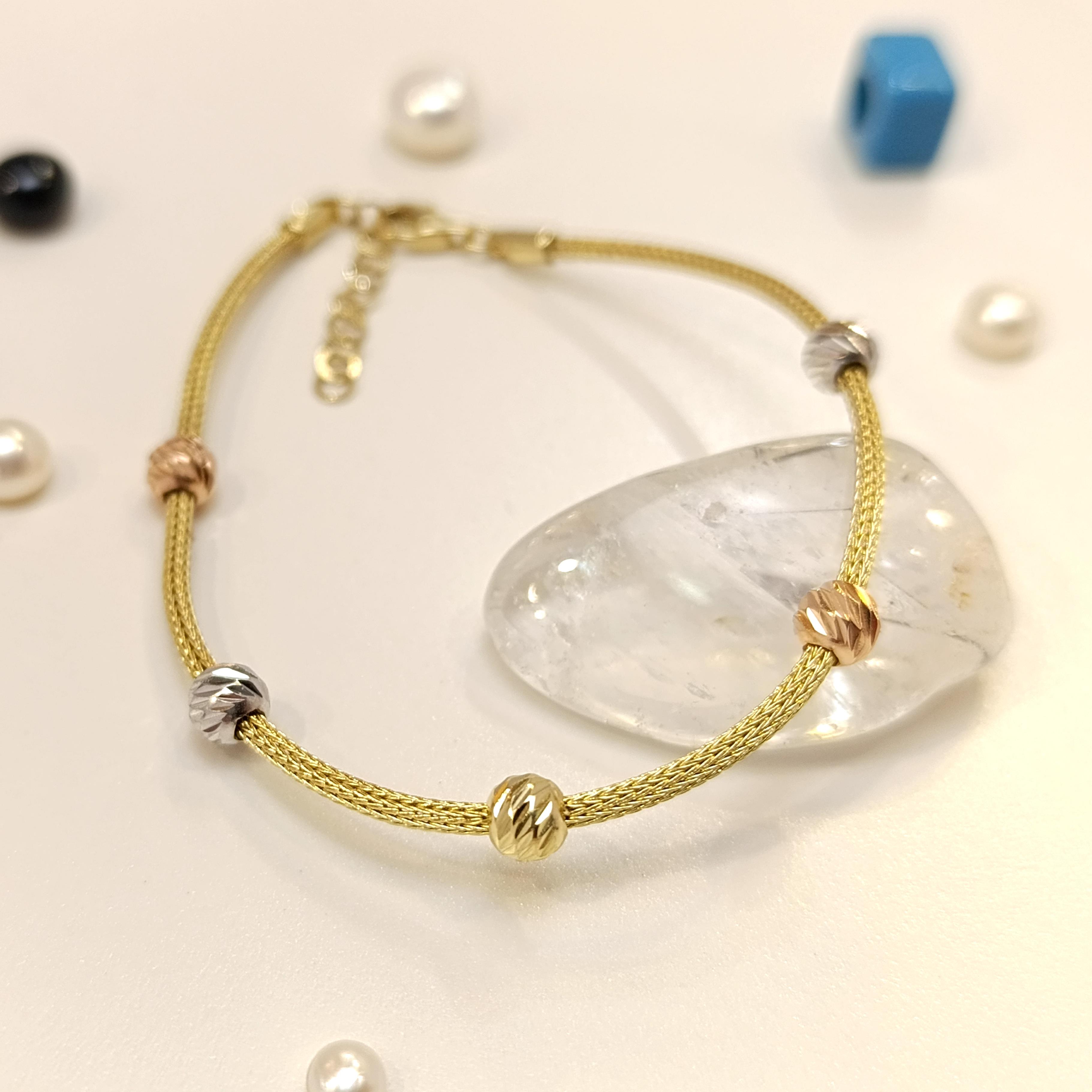 5mm Dorika Toplu Kazze Zincirli Bileklik Künye 14 Ayar Altın HD VİDEOLU