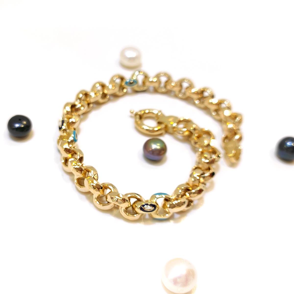 7mm Mineli Doç Rolo Zincir Bileklik Künye 14 Ayar Altın HD VİDEOLU