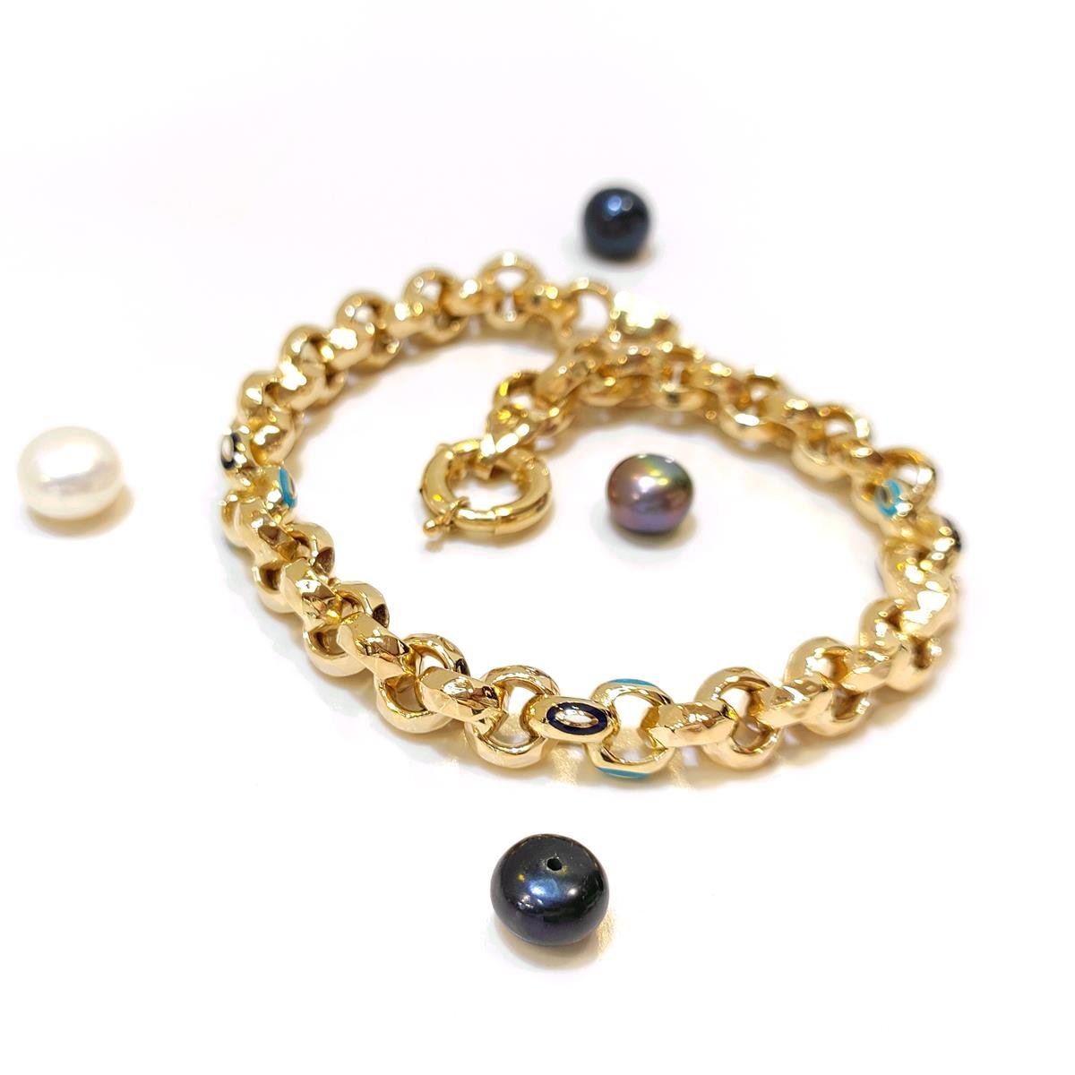 7mm Mineli Doç Rolo Zincir Bileklik Künye 14 Ayar Altın HD VİDEOLU