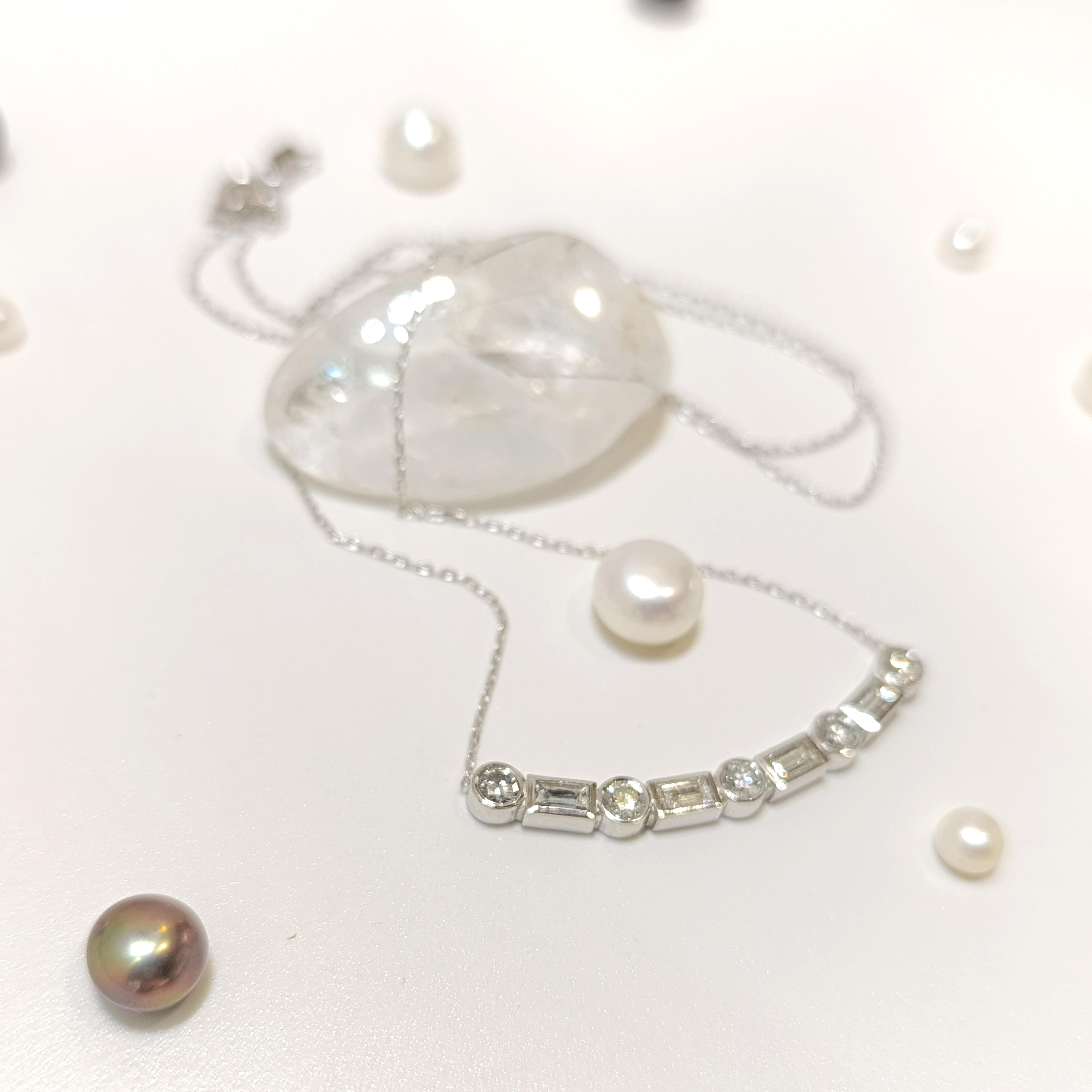 Baget Taşlı Su Yolu Pırlanta Kolye 14 Ayar Altın HD VİDEOLU