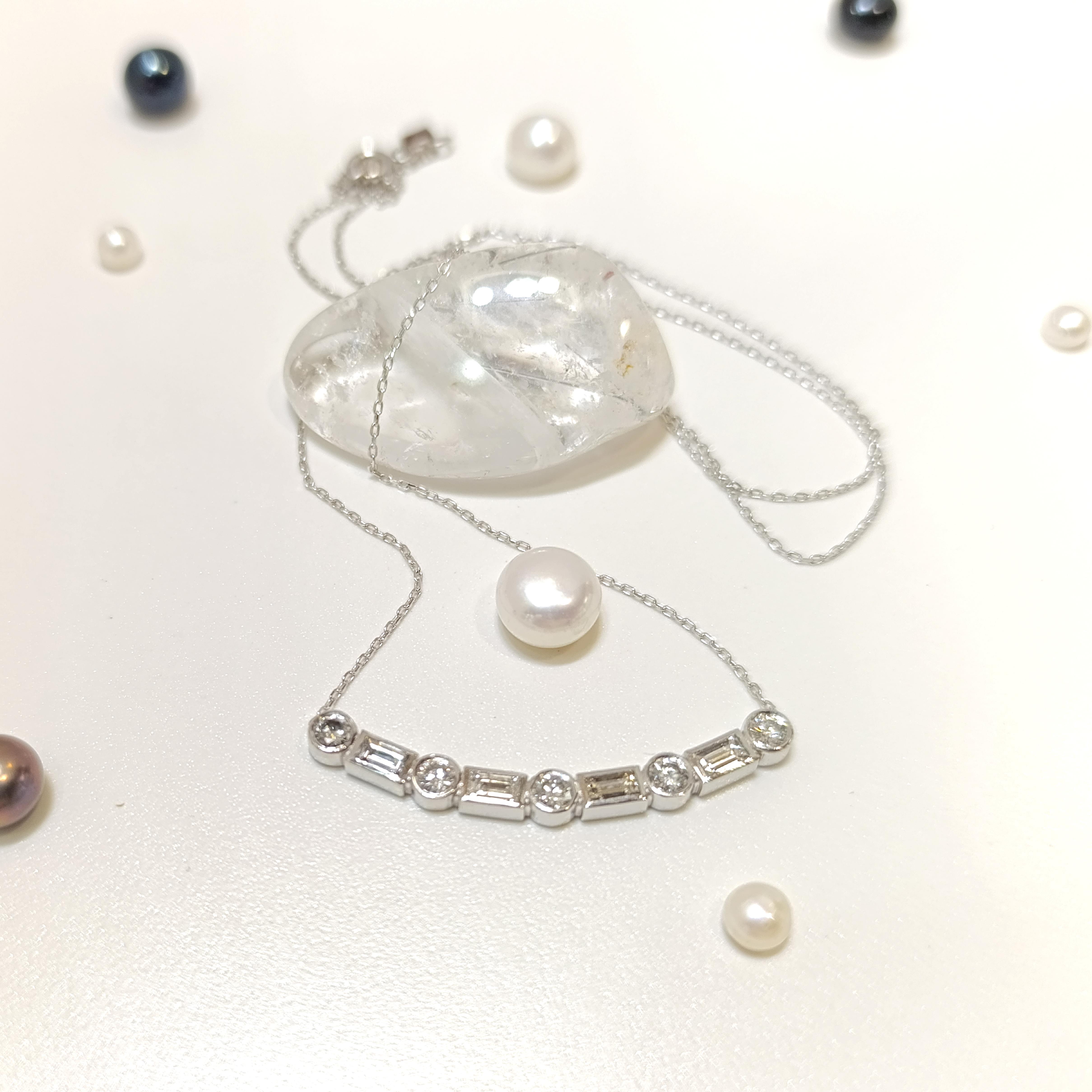 Baget Taşlı Su Yolu Pırlanta Kolye 14 Ayar Altın HD VİDEOLU