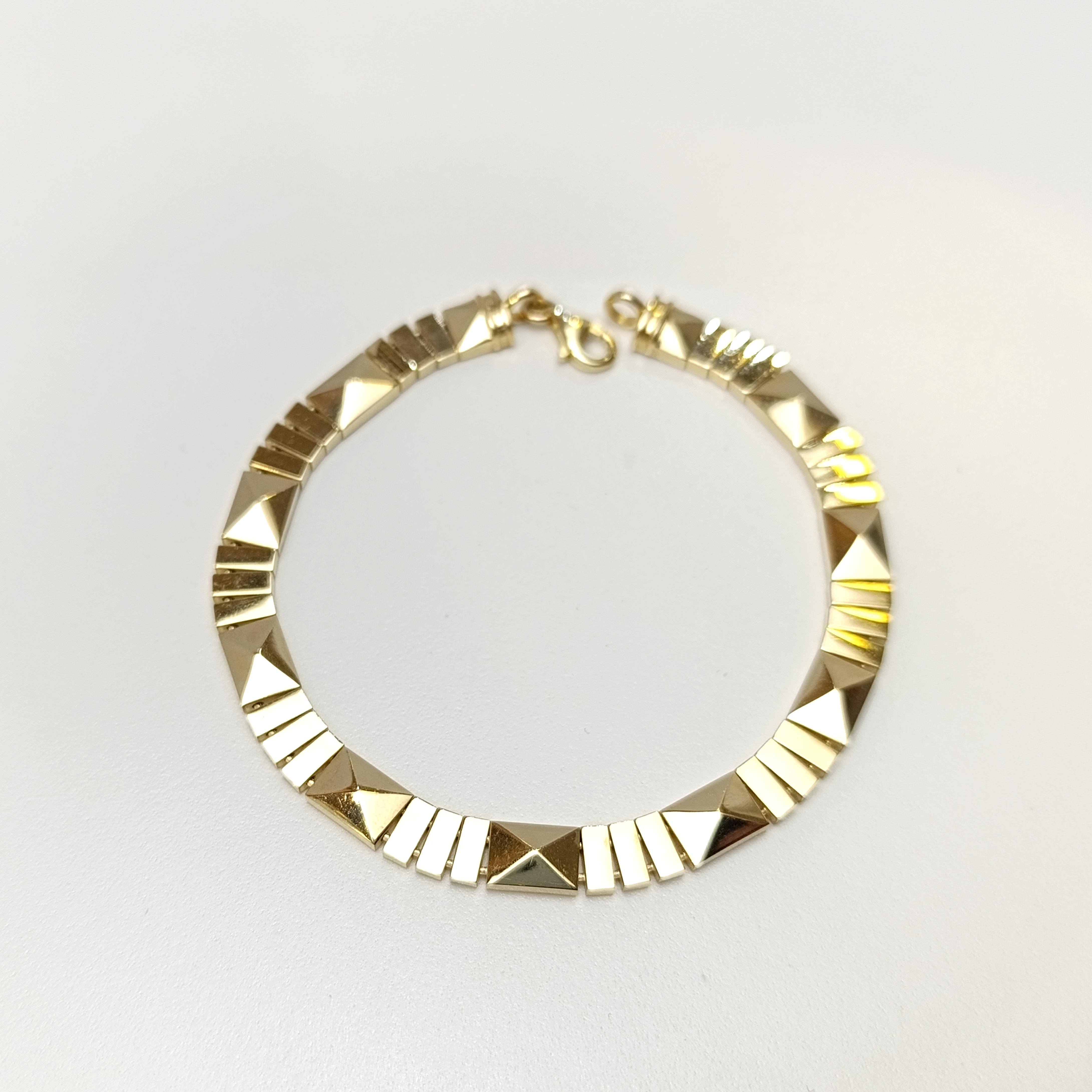 Bagetli Piramit Bileklik Künye 14 Ayar Altın HD VİDEOLU