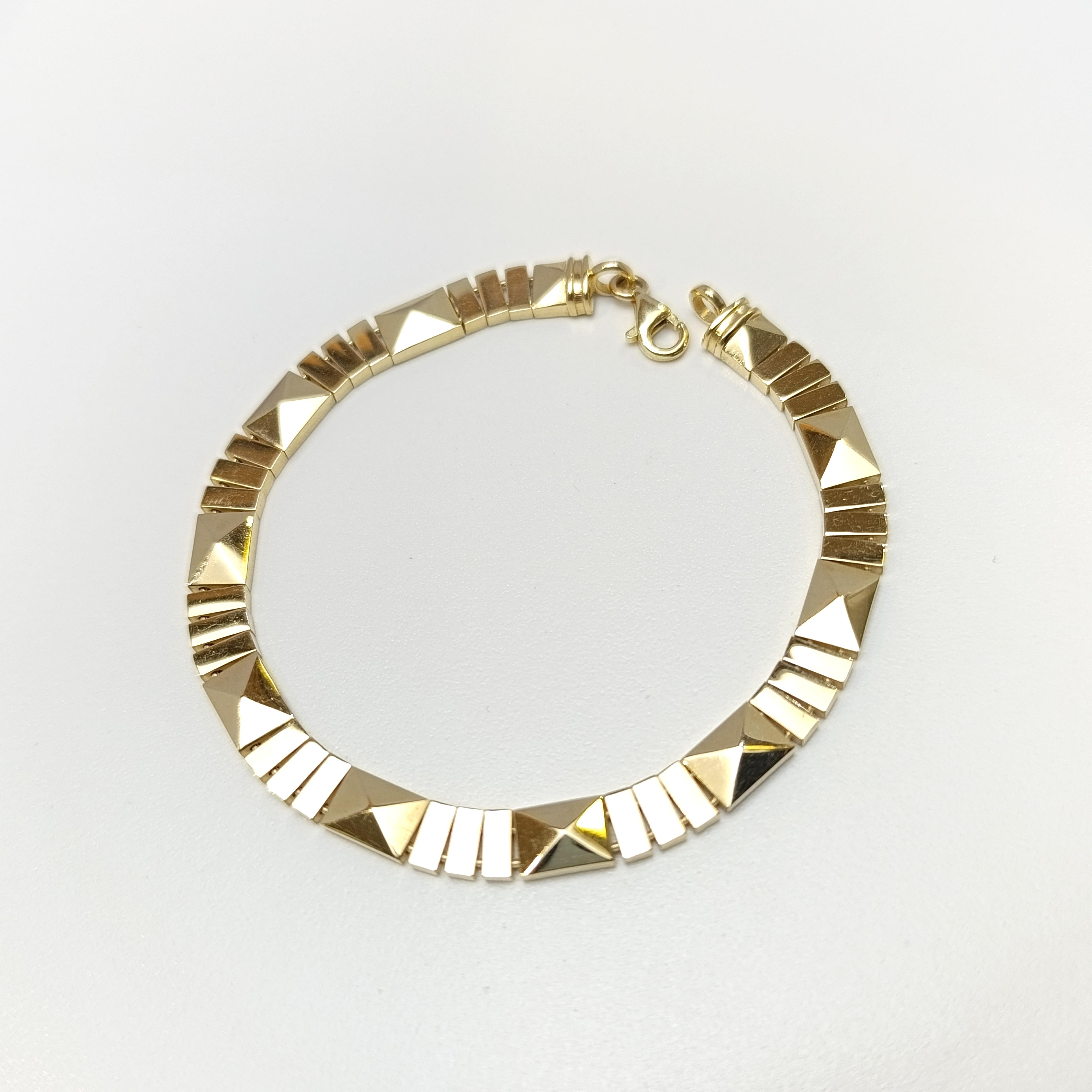 Bagetli Piramit Bileklik Künye 14 Ayar Altın HD VİDEOLU