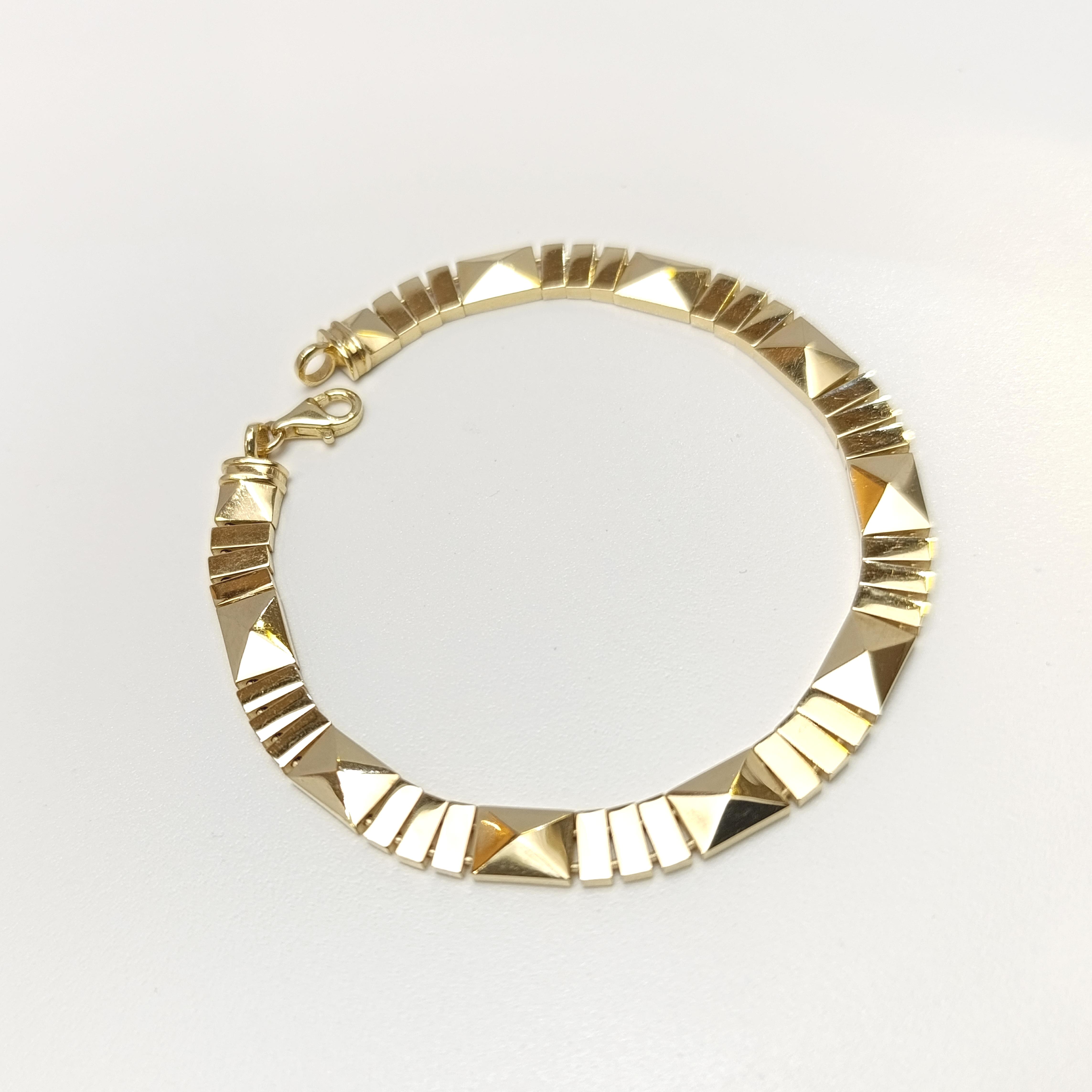 Bagetli Piramit Bileklik Künye 14 Ayar Altın HD VİDEOLU