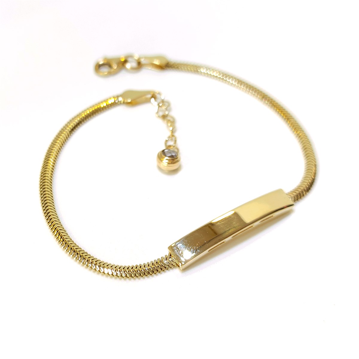 Balık Sırtı Zİncirli Levha Bileklik Künye 14 Ayar Altın 4K VİDEOLU