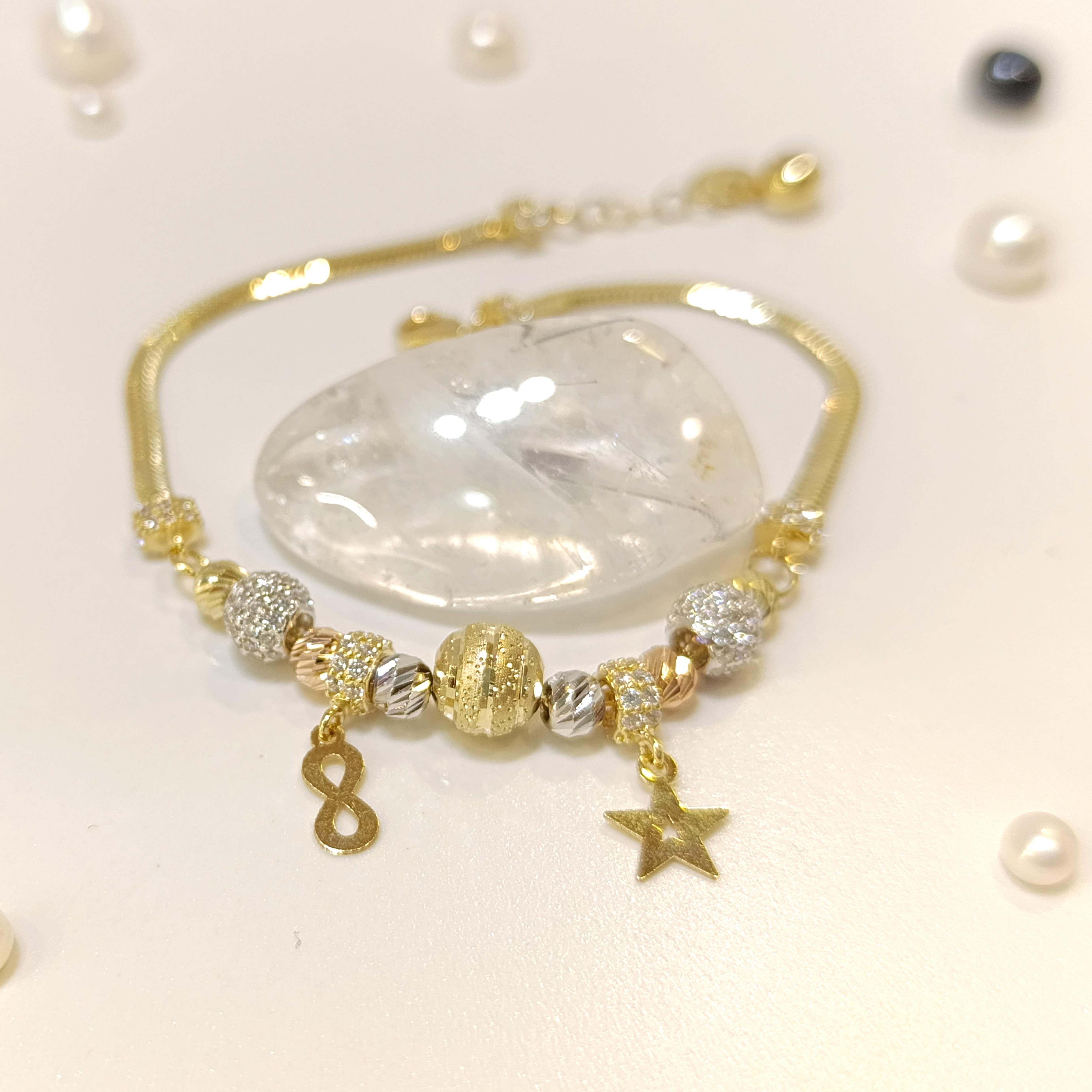 Charm Şans Dorika Toplu Bileklik Künye 14 Ayar Altın HD VİDEOLU