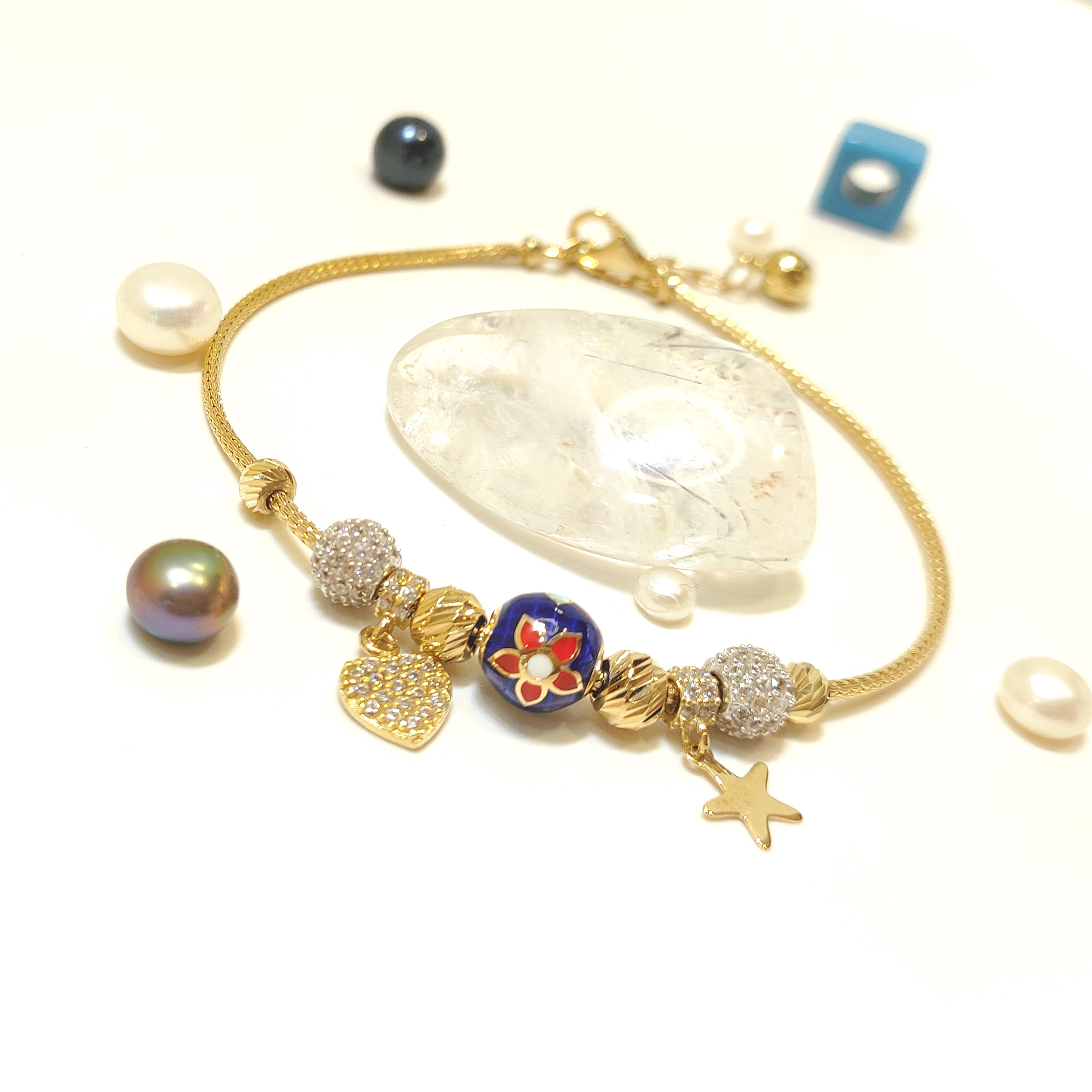 Charm Şans Kazze Zincirli Bileklik Künye 14 Ayar Altın HD VİDEOLU