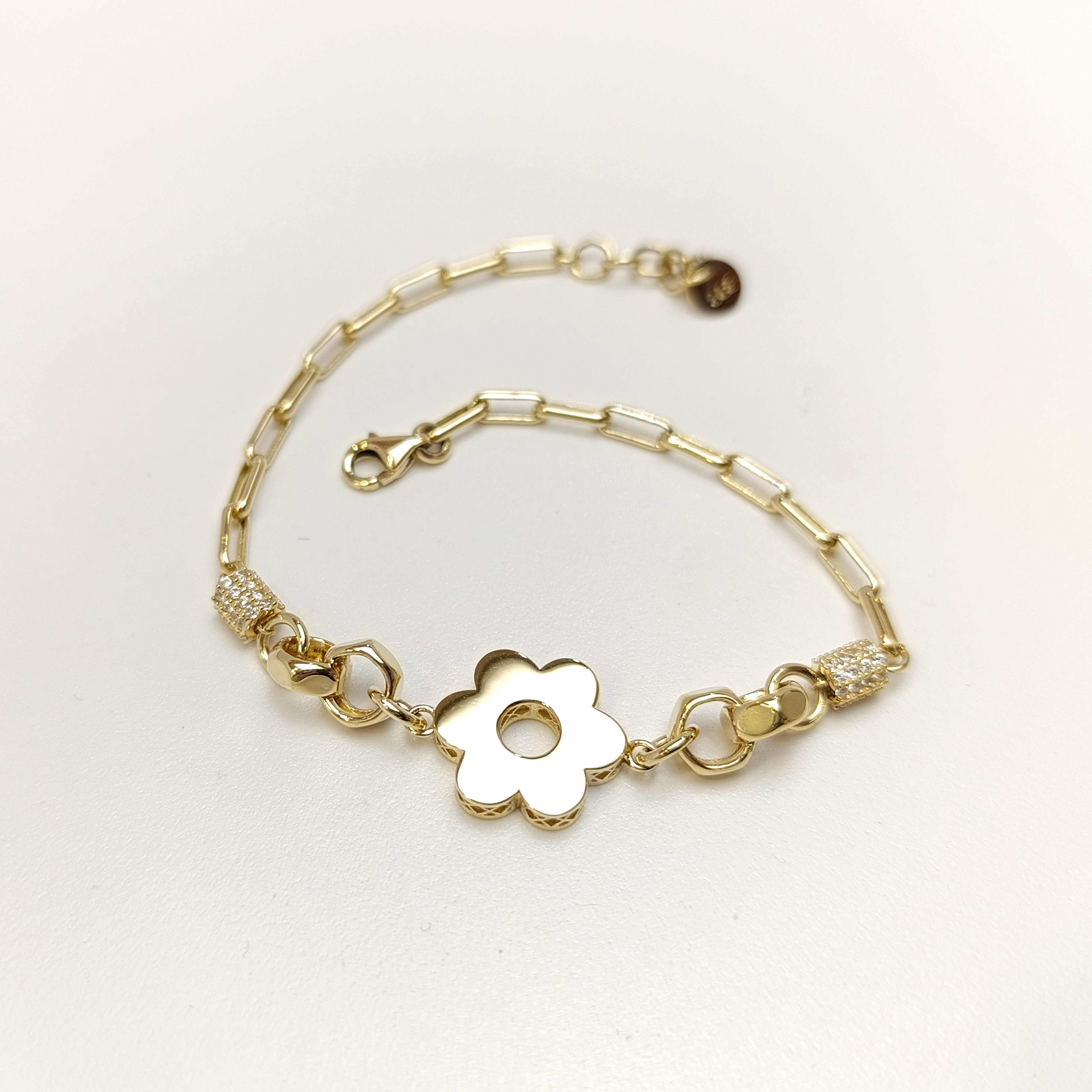 Çiçek Bileklik Künye 14 Ayar Altın HD VİDEOLU