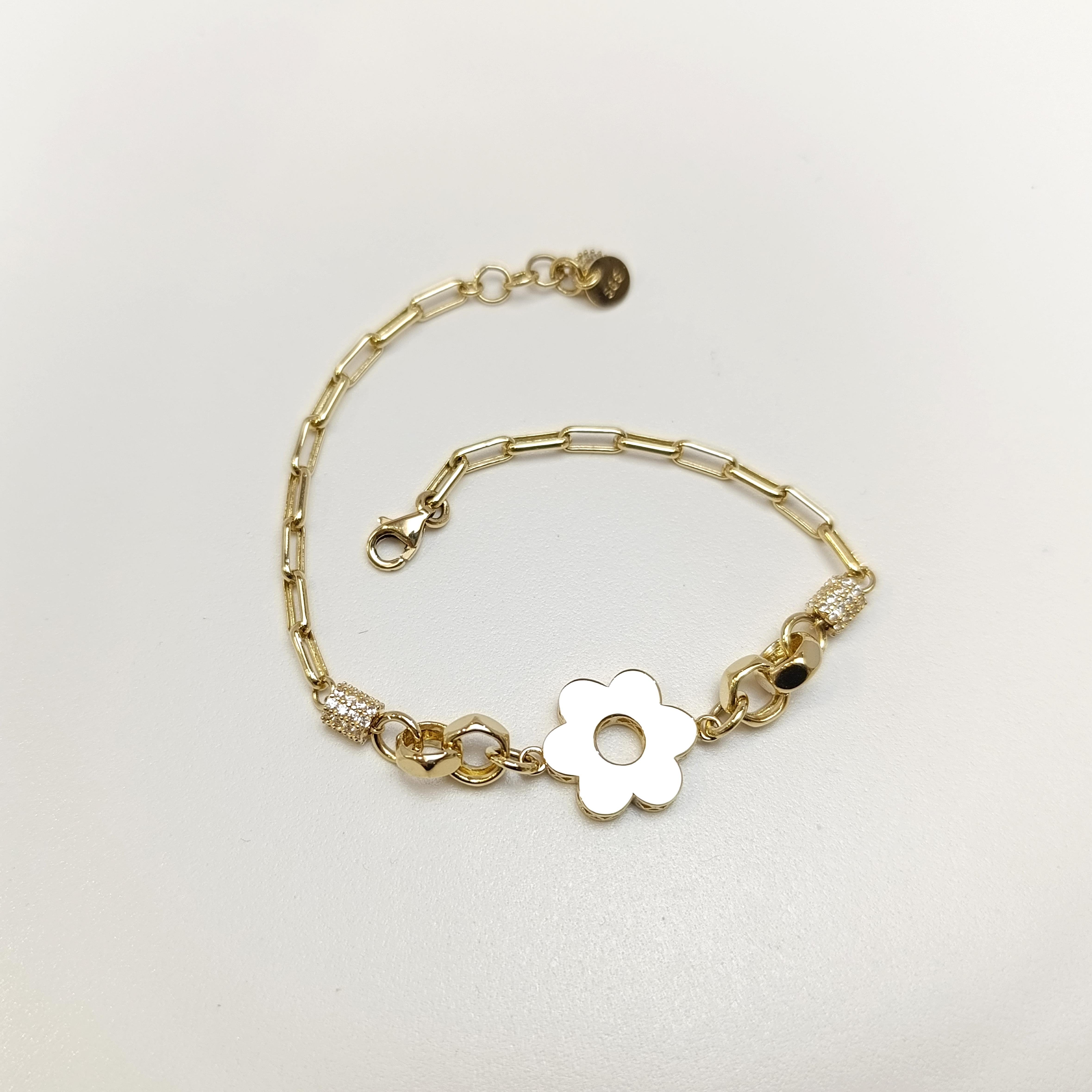 Çiçek Bileklik Künye 14 Ayar Altın HD VİDEOLU