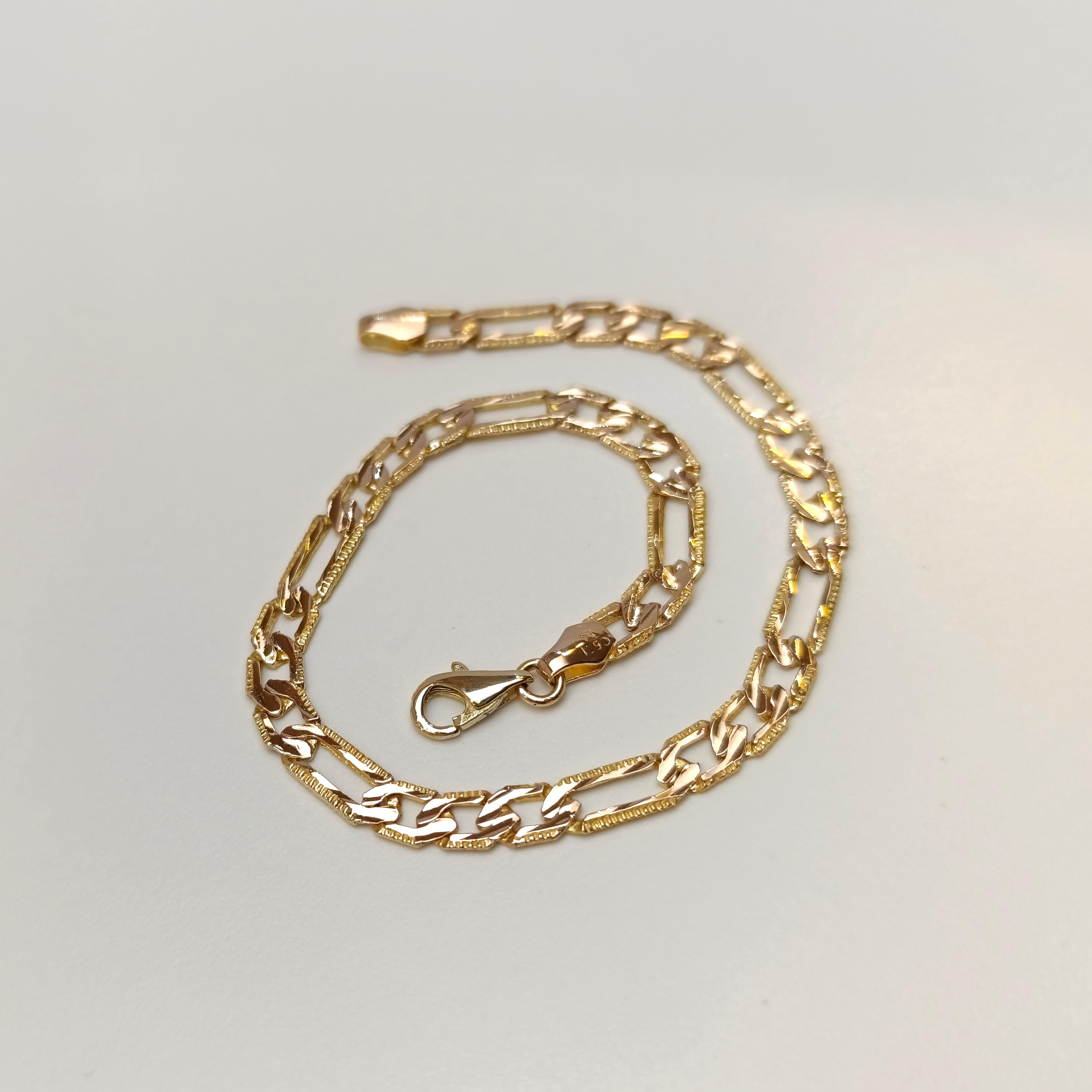 Döküm Figaro Bileklik Künye 14 Ayar Altın HD VİDEOLU