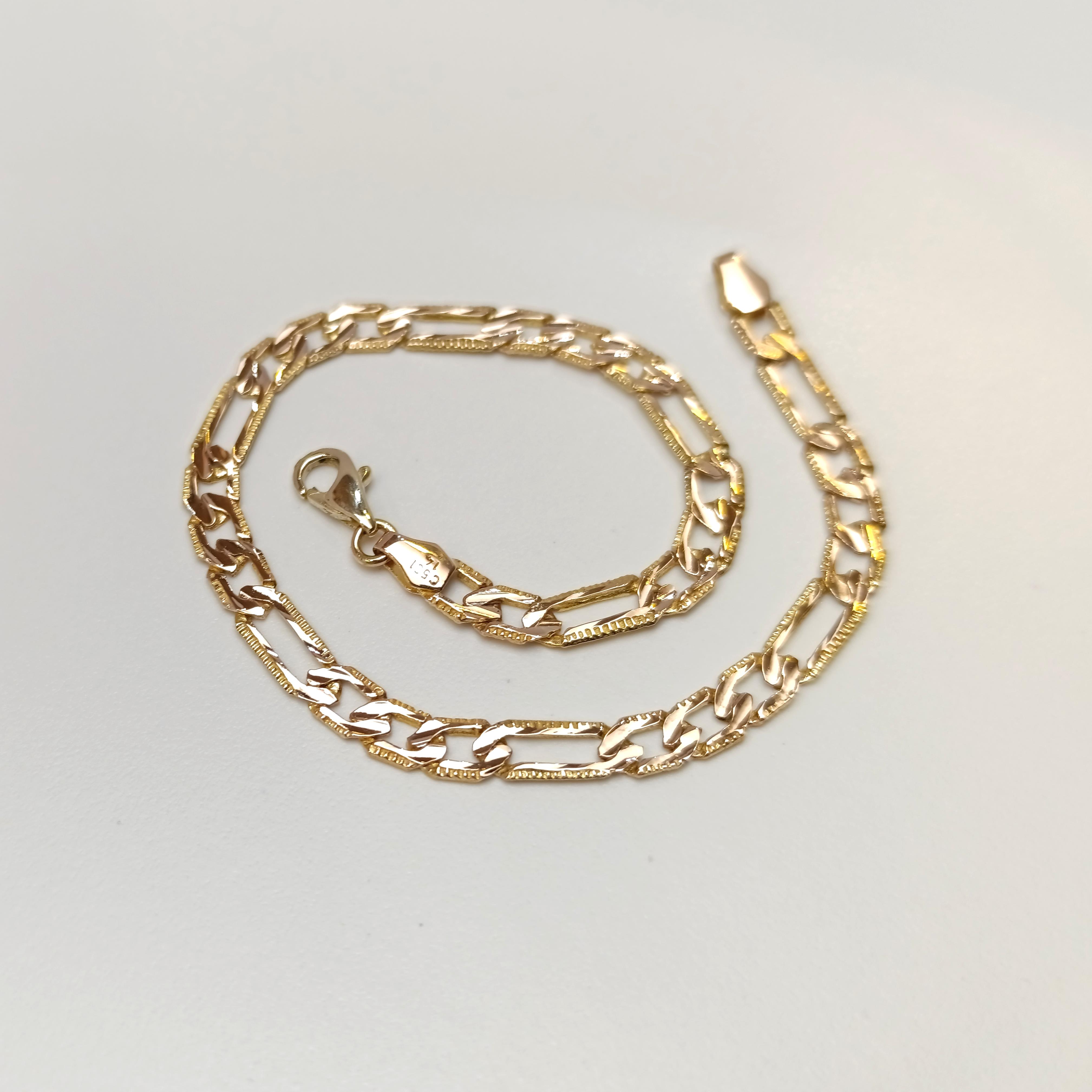 Döküm Figaro Bileklik Künye 14 Ayar Altın HD VİDEOLU