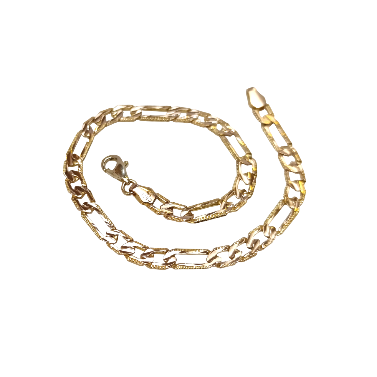 Döküm Figaro Bileklik Künye 14 Ayar Altın HD VİDEOLU