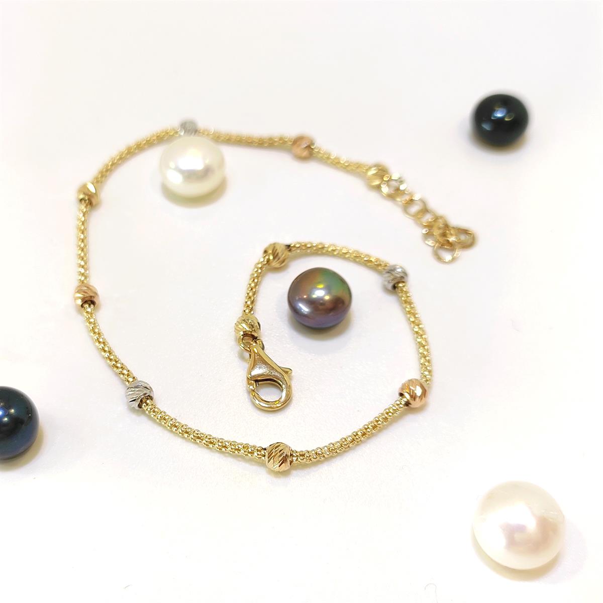 Dorika Toplu Popcorn Bileklik Künye 14 Ayar Altın