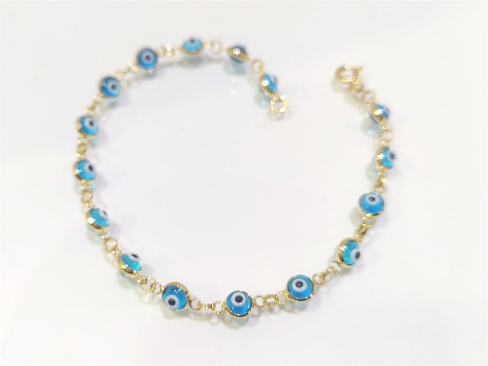 Göz Boncuklu Bileklik 14 Ayar Altın