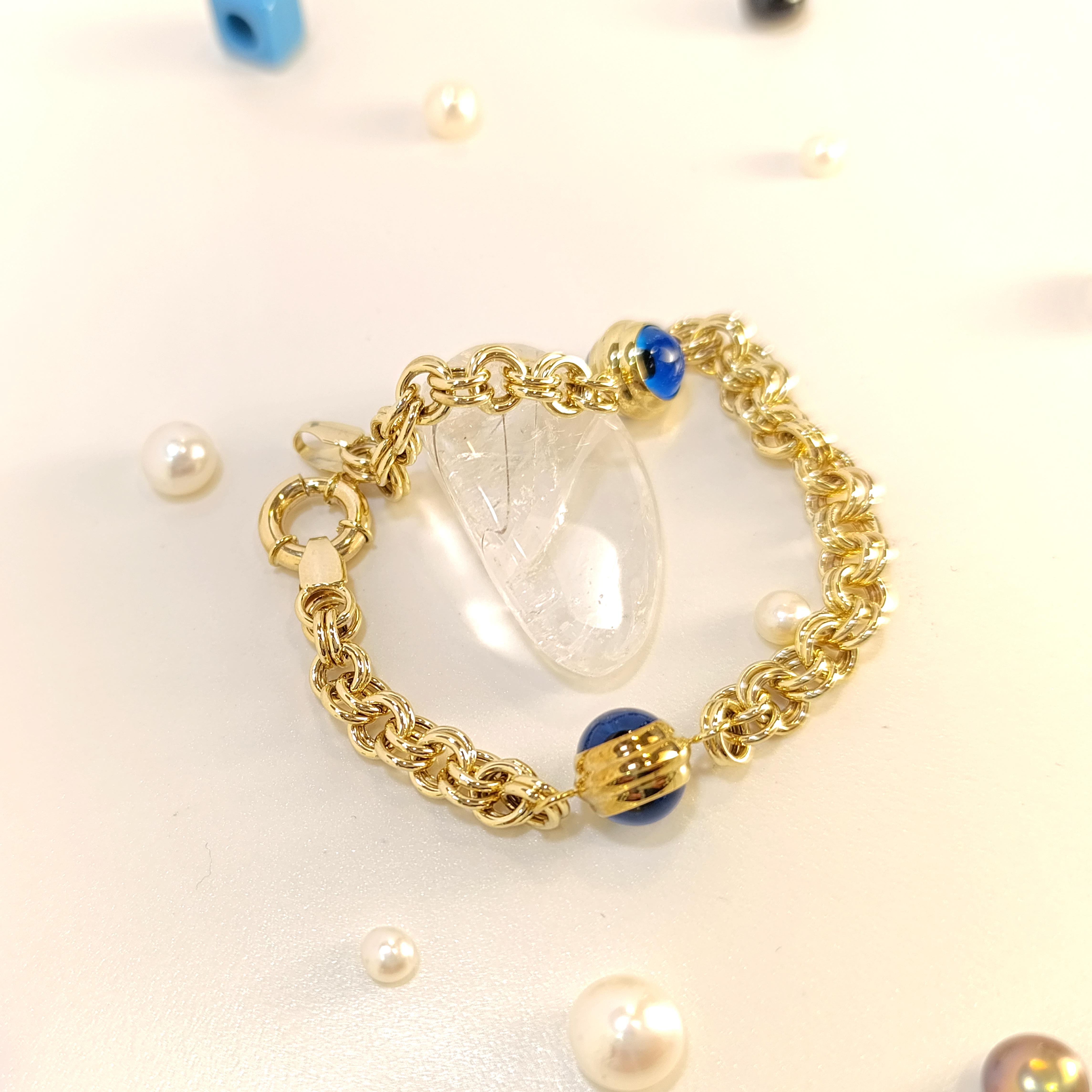 Göz Boncuklu Bileklik Künye 8 Ayar Altın HD VİDEOLU