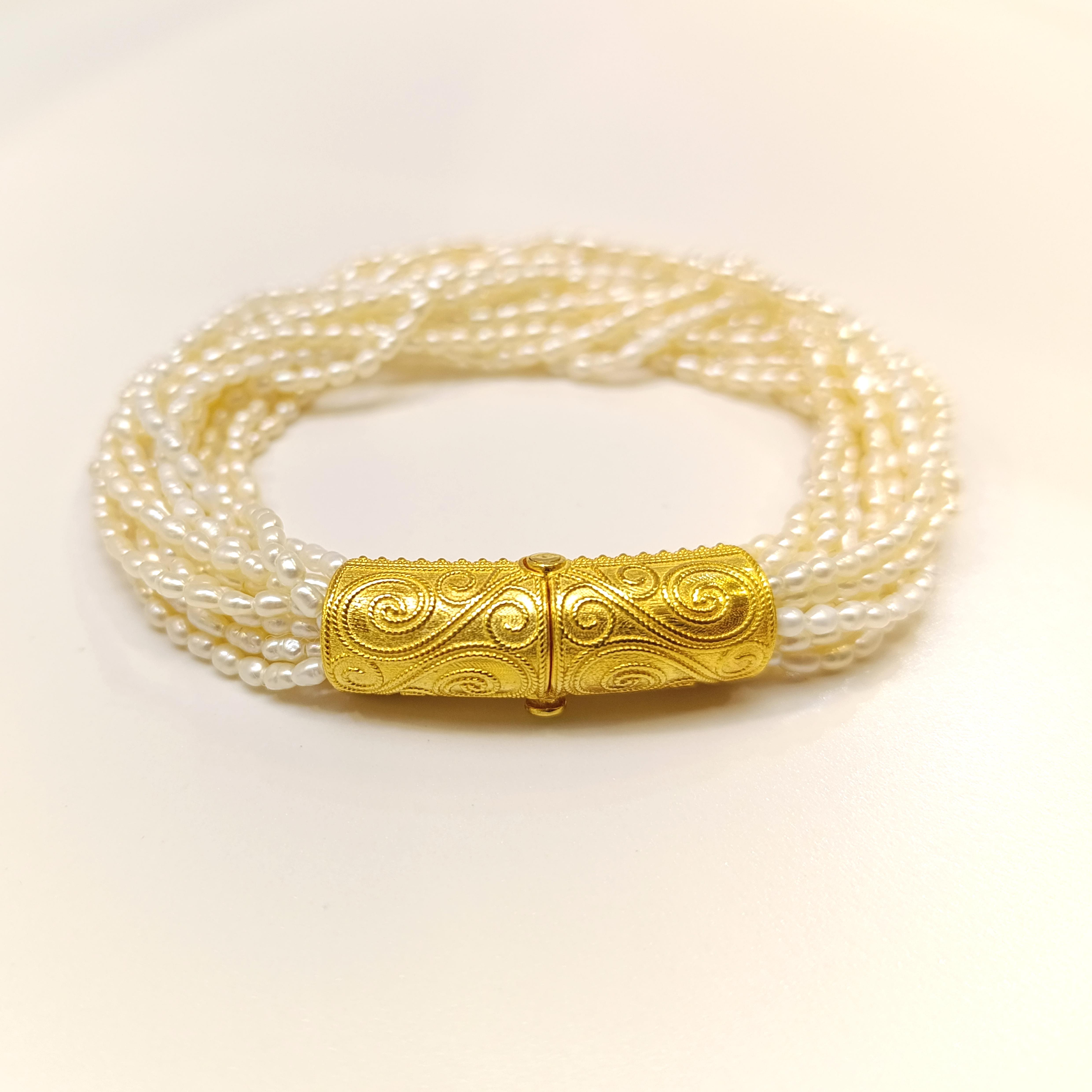 İnci Antik Bileklik Künye 14 Ayar Altın HD VİDEOLU