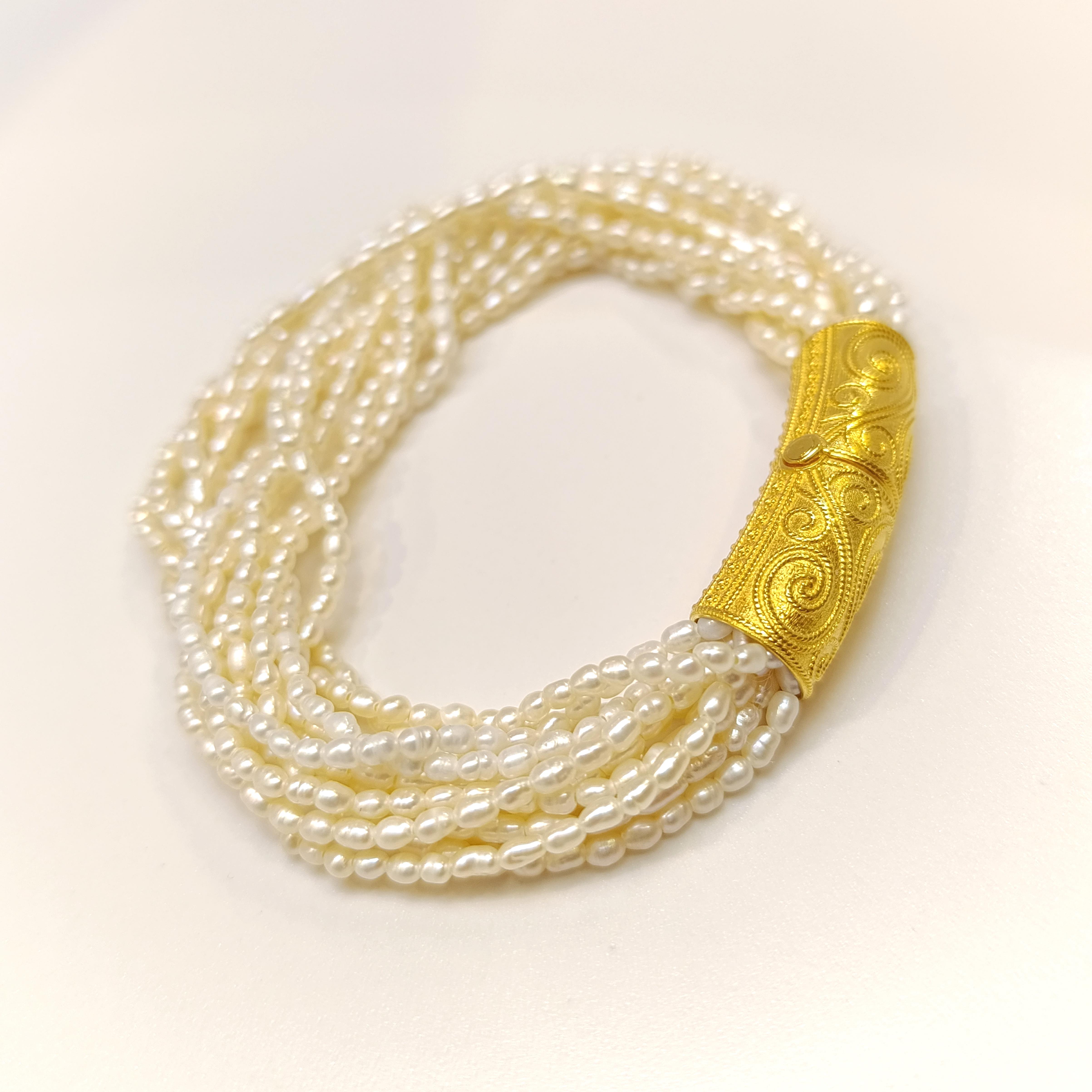 İnci Antik Bileklik Künye 14 Ayar Altın HD VİDEOLU