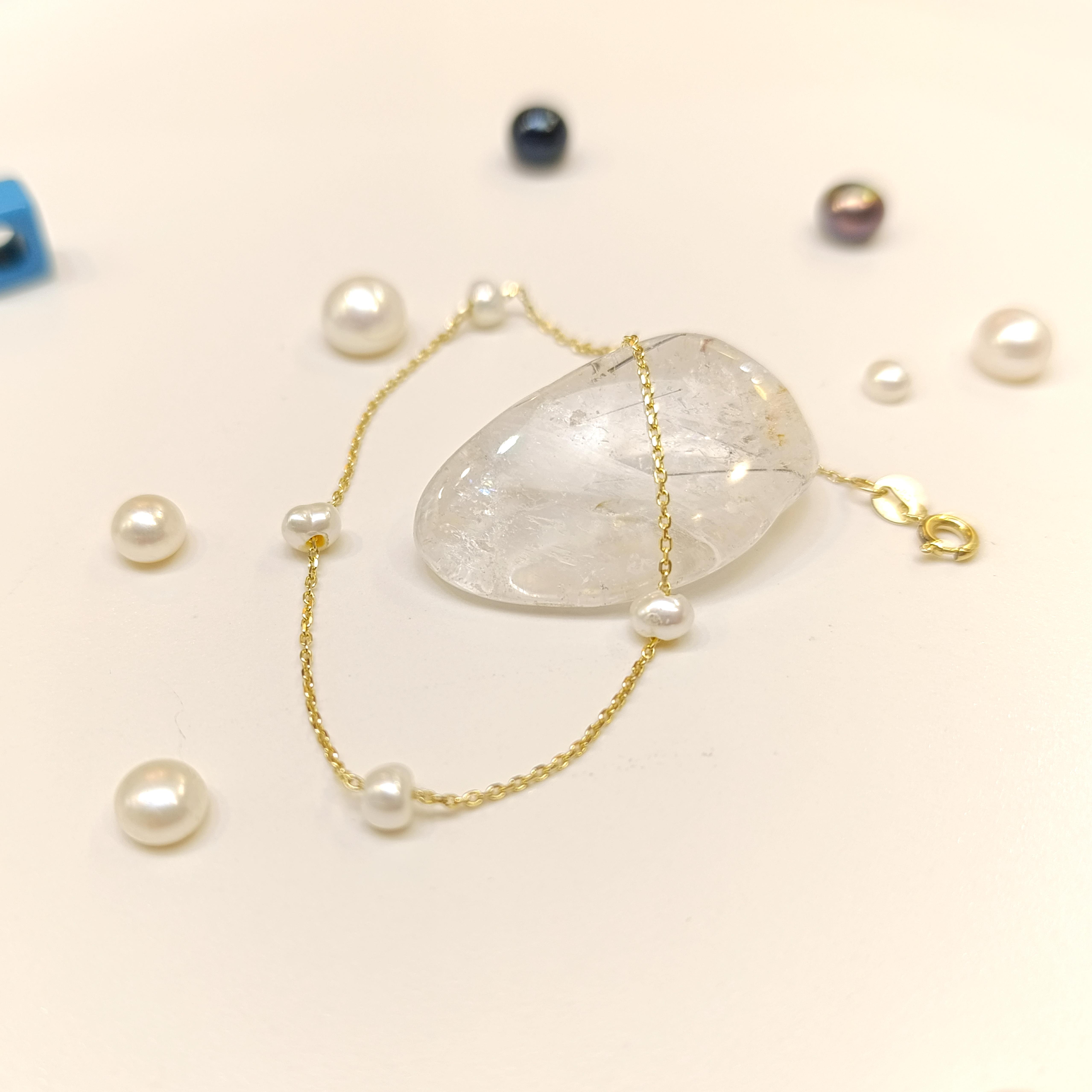 İnci Bileklik Künye 14 Ayar Altın HD VİDEOLU