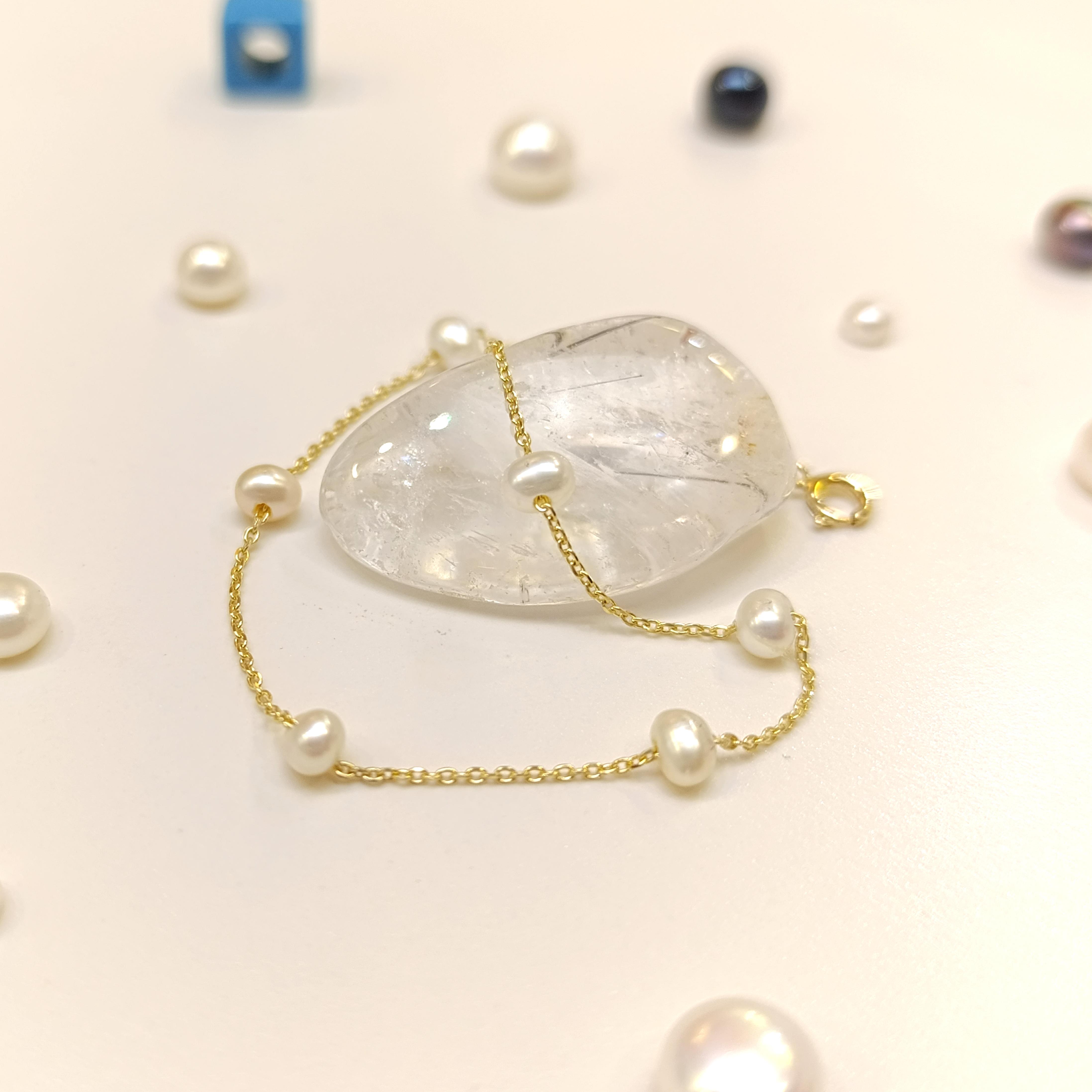 İnci Bileklik Künye 14 Ayar Altın HD VİDEOLU