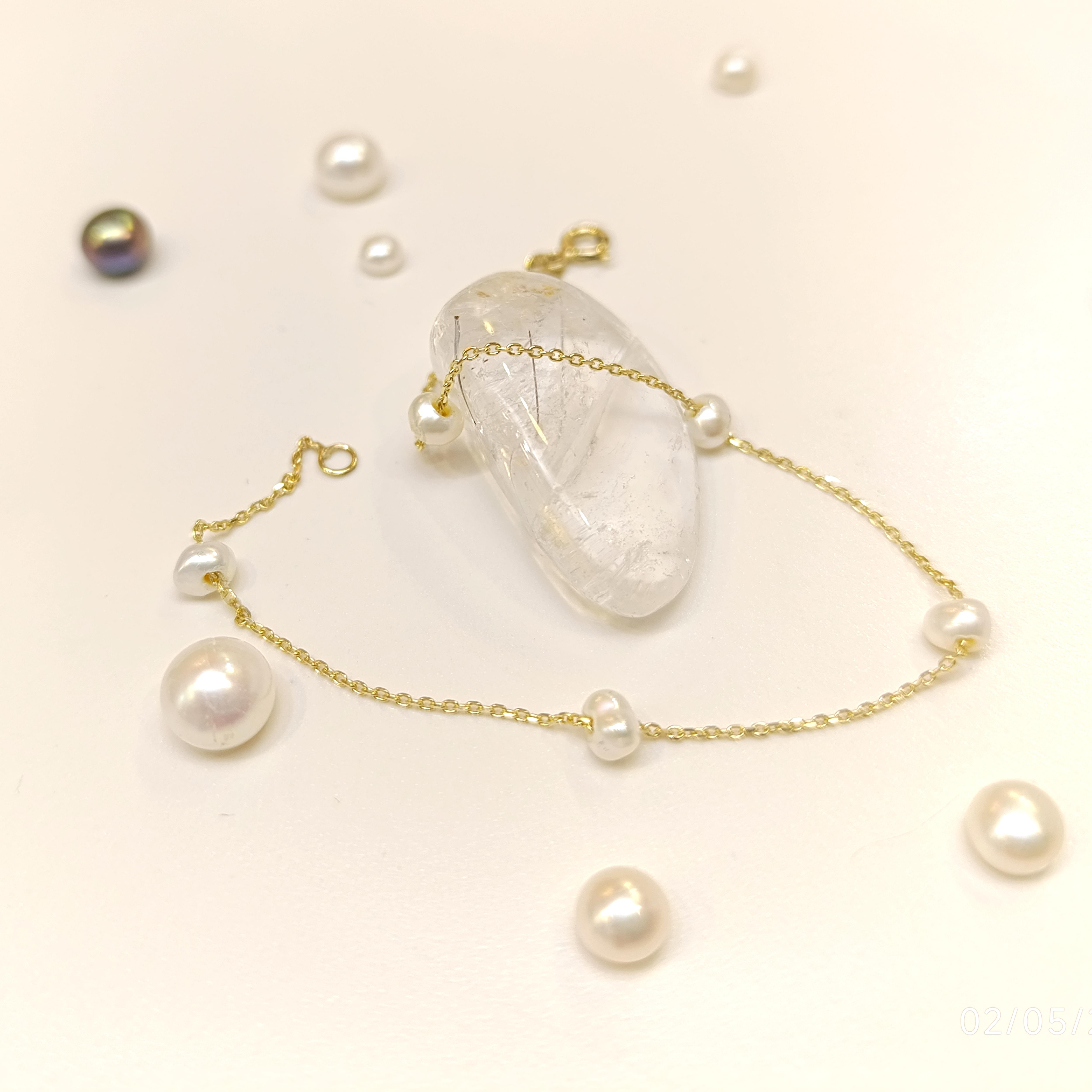 İnci Bileklik Künye 14 Ayar Altın HD VİDEOLU