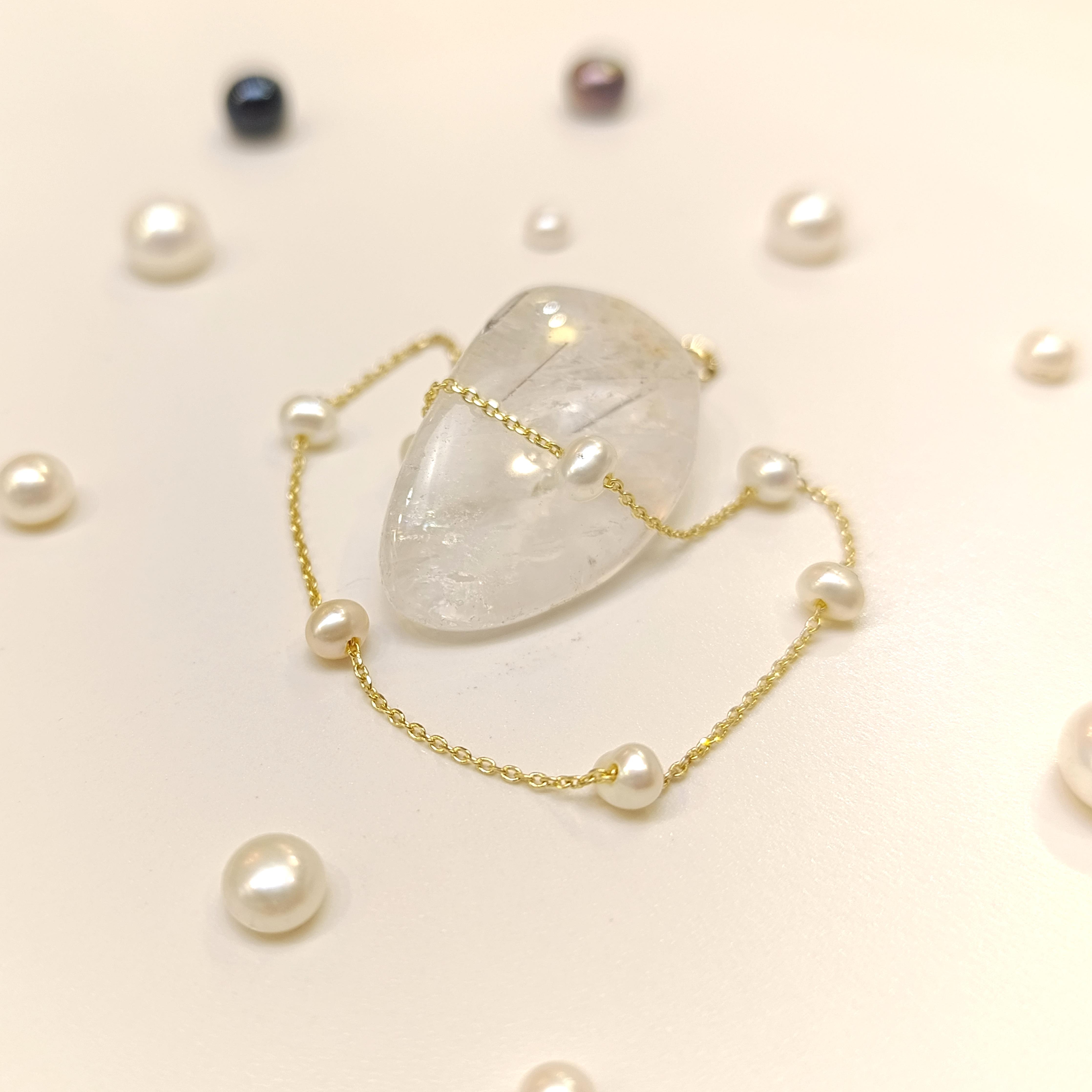 İnci Bileklik Künye 14 Ayar Altın HD VİDEOLU