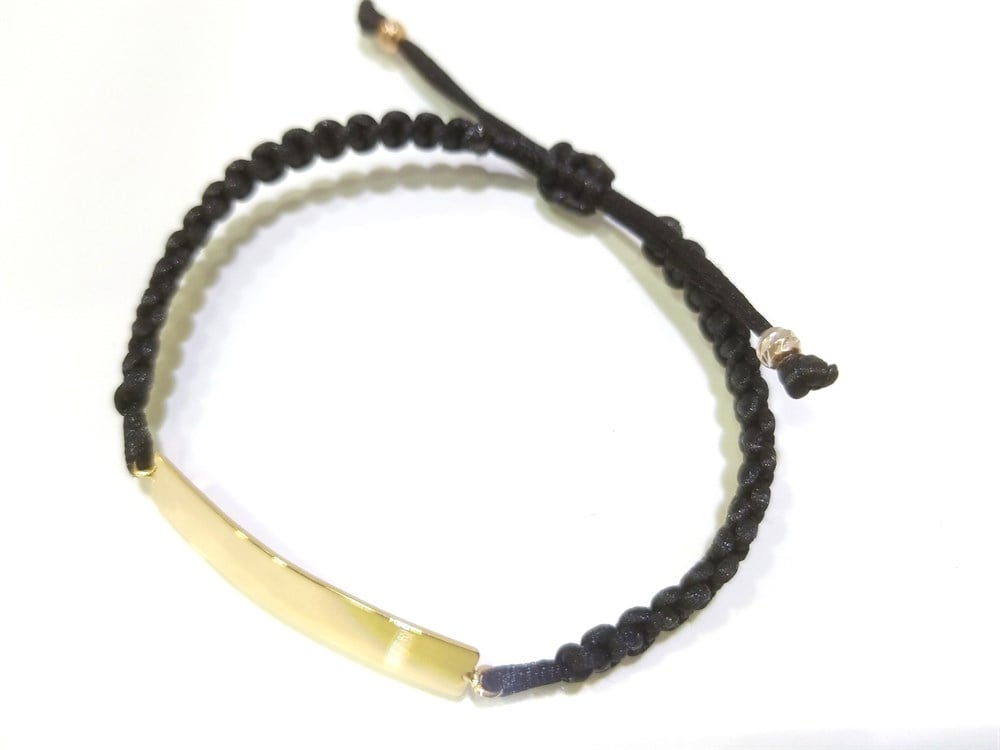 İsim Yazılabilir Makrome Bileklik 14 Ayar Altın