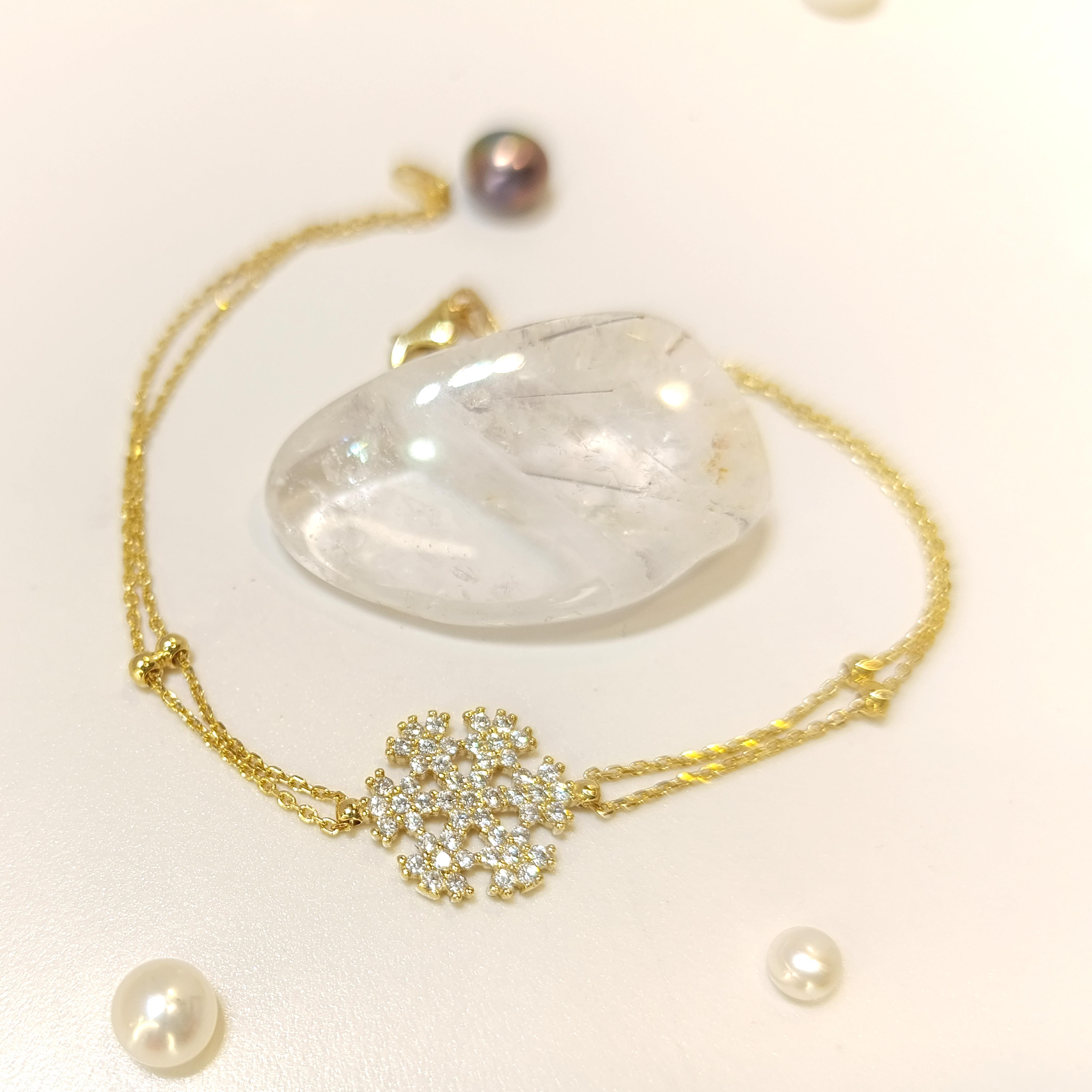 Kar Tanesi Bileklik Künye 14 Ayar Altın HD VİDEOLU