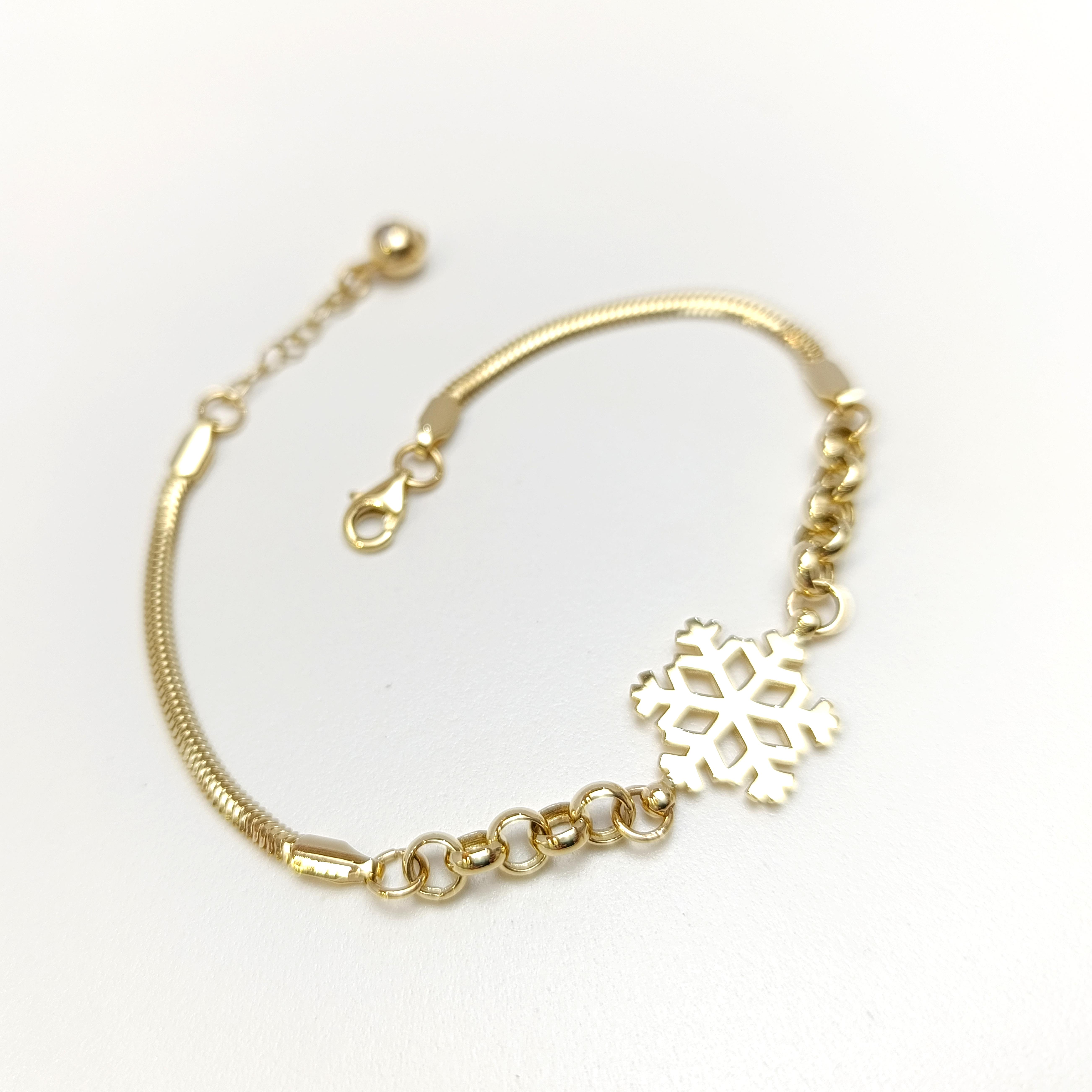 Kar Tanesi Bileklik Künye 14 Ayar Altın HD VİDEOLU