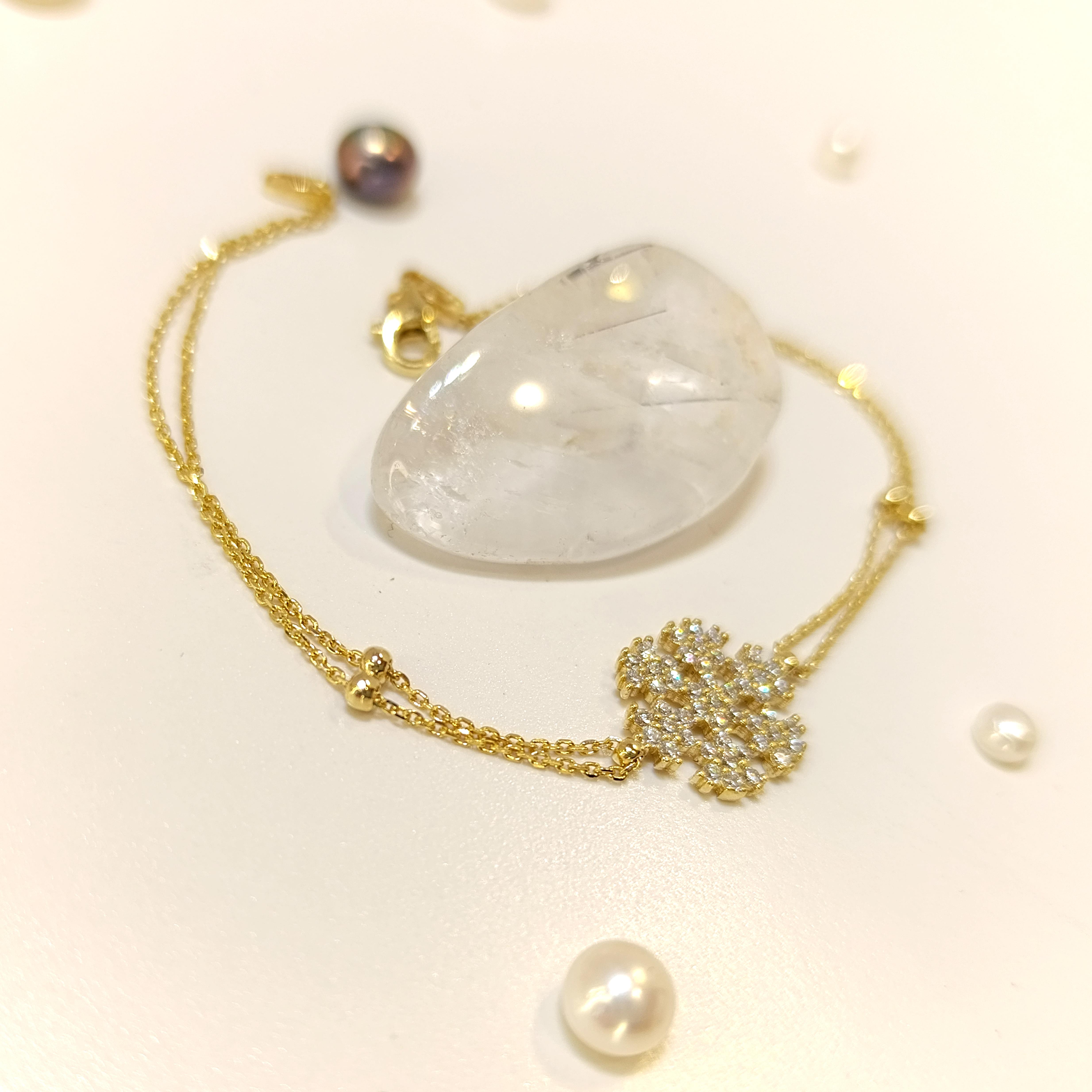 Kar Tanesi Bileklik Künye 14 Ayar Altın HD VİDEOLU