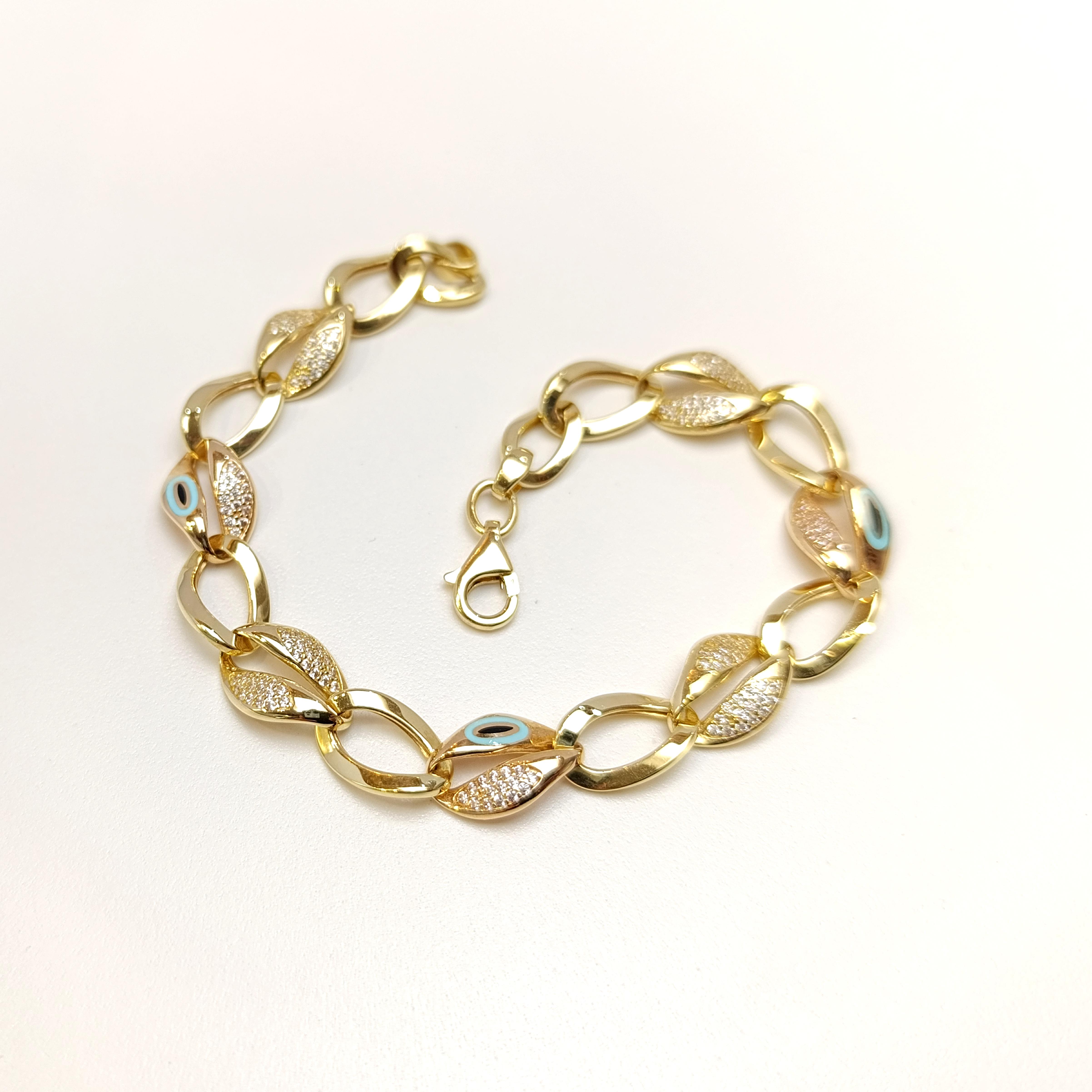 Mineli Göz Bileklik Künye 14 Ayar Altın HD VİDEOLU