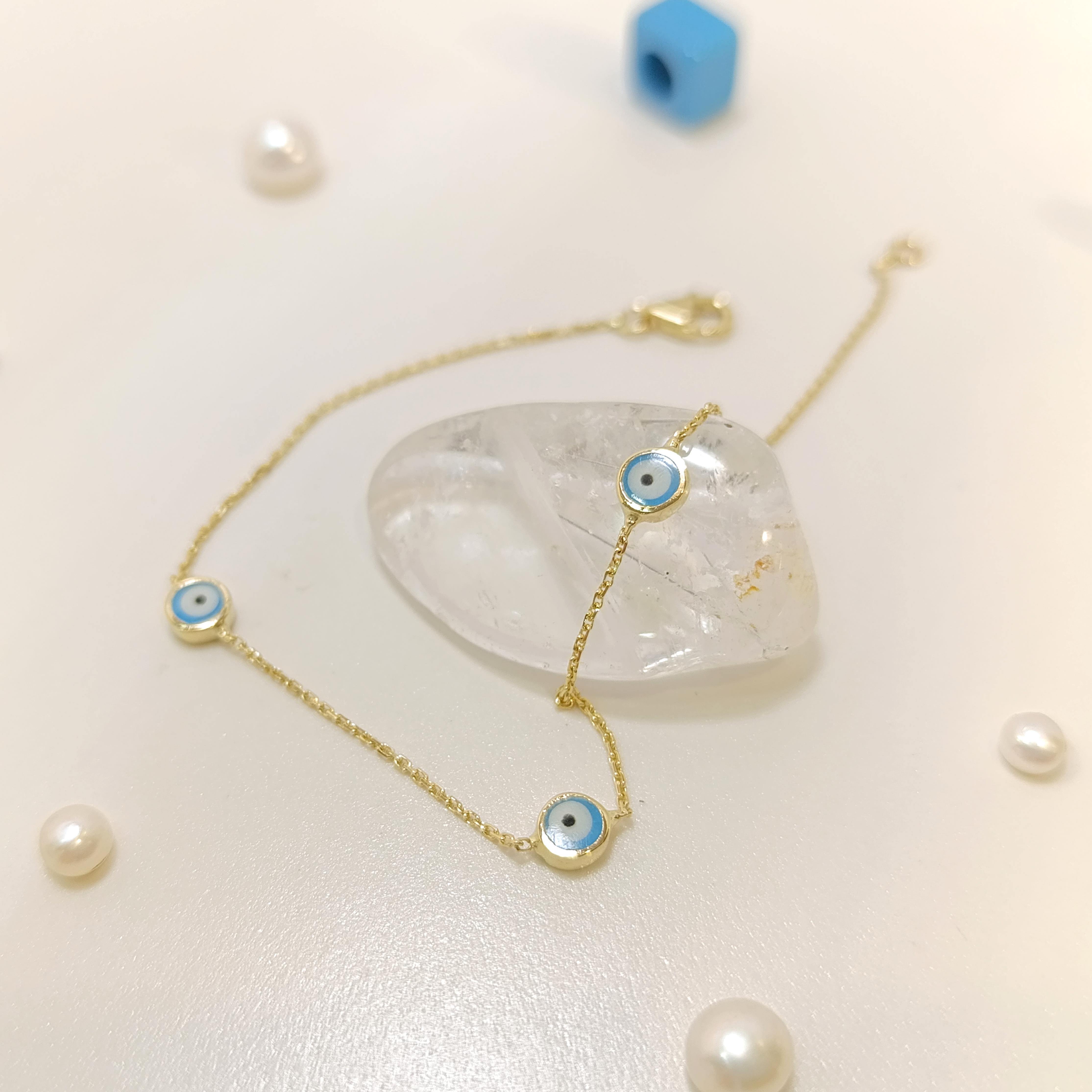 M,ineli Göz Bileklik Künye 14 Ayar Altın HD VİDEOLU