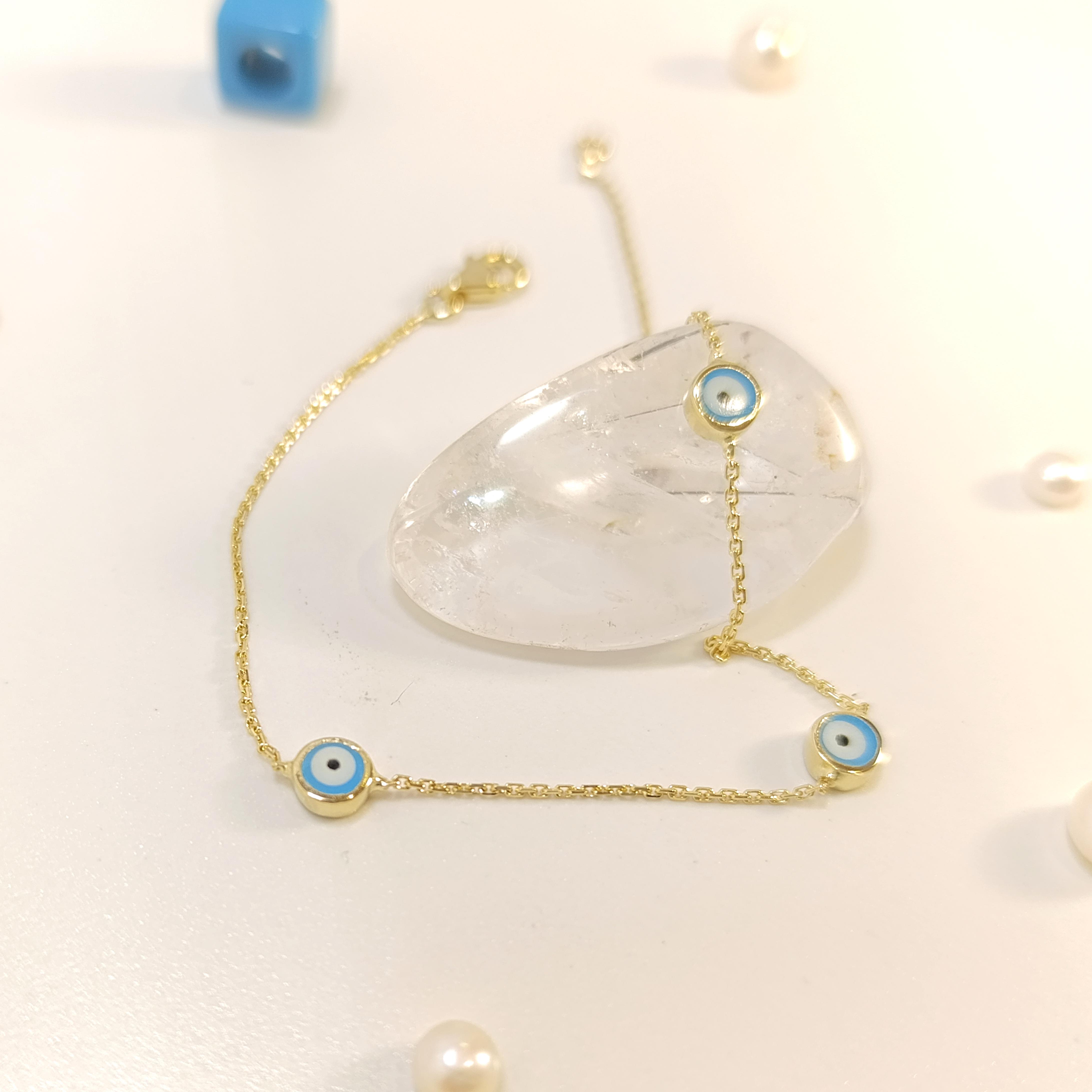 M,ineli Göz Bileklik Künye 14 Ayar Altın HD VİDEOLU